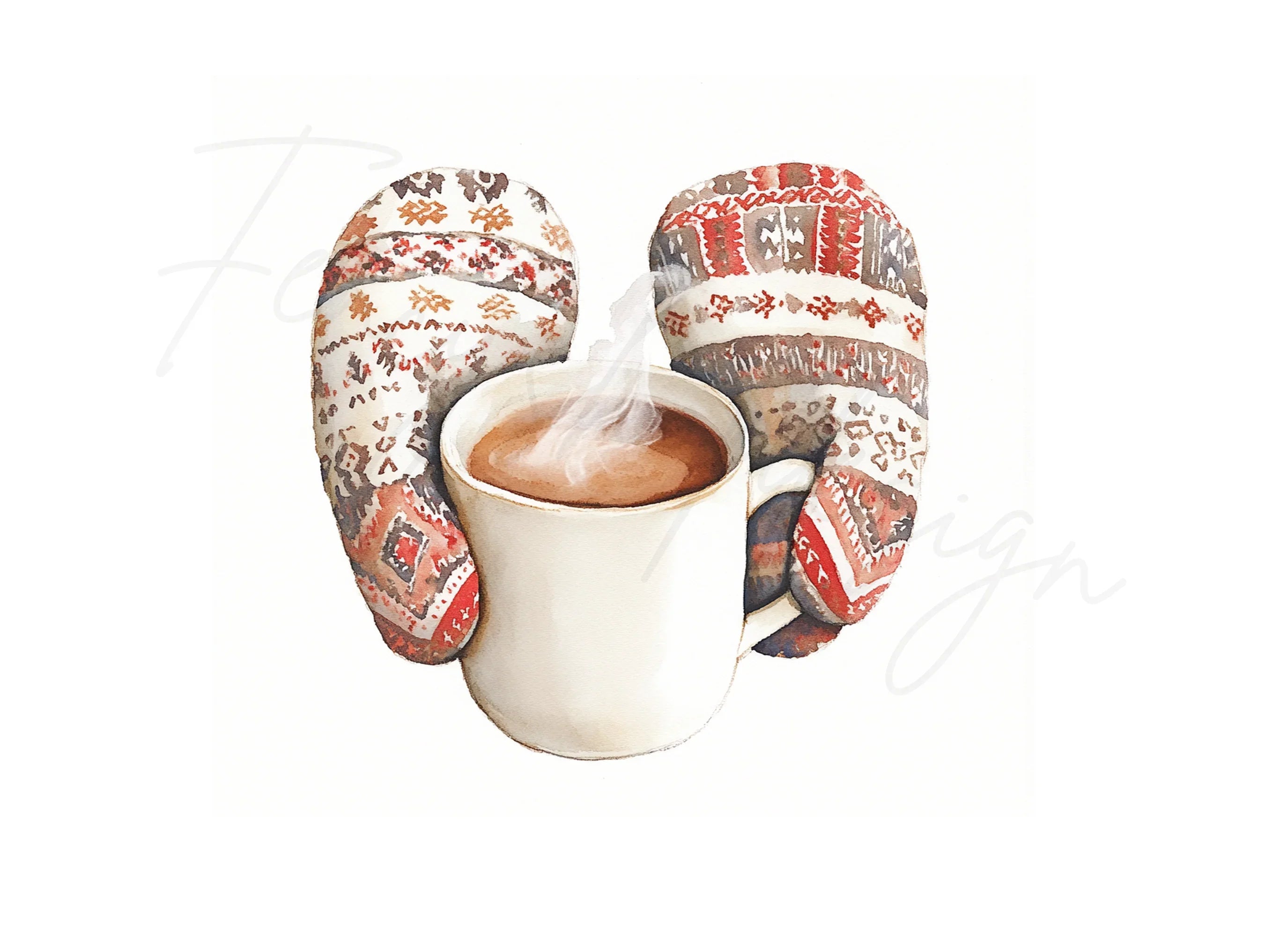 Cozy Winter Mittens and Hot Cocoa Clipart Bundle