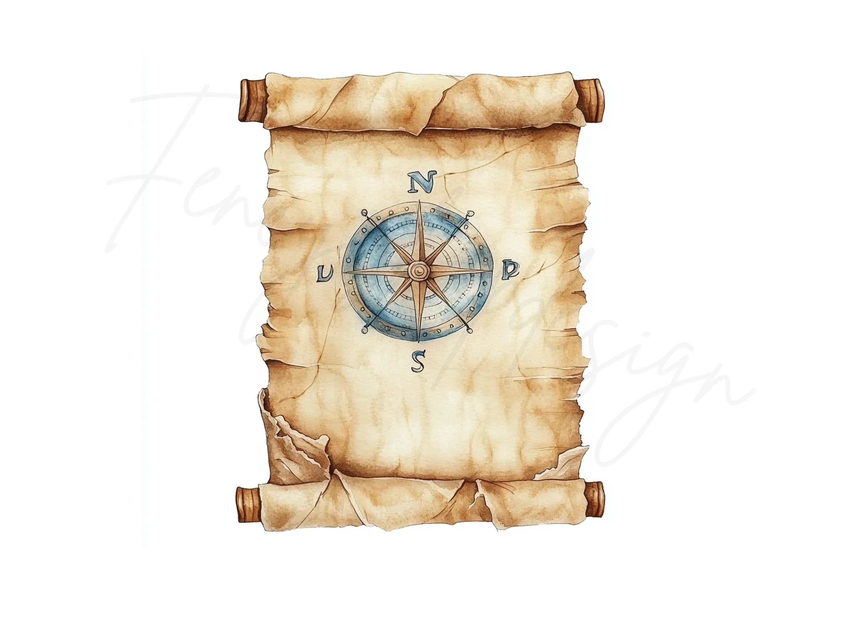 Vintage Scroll Maps Clipart Bundle
