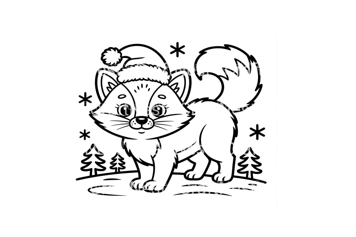 Cute Winter Foxfor Kids Coloring Books