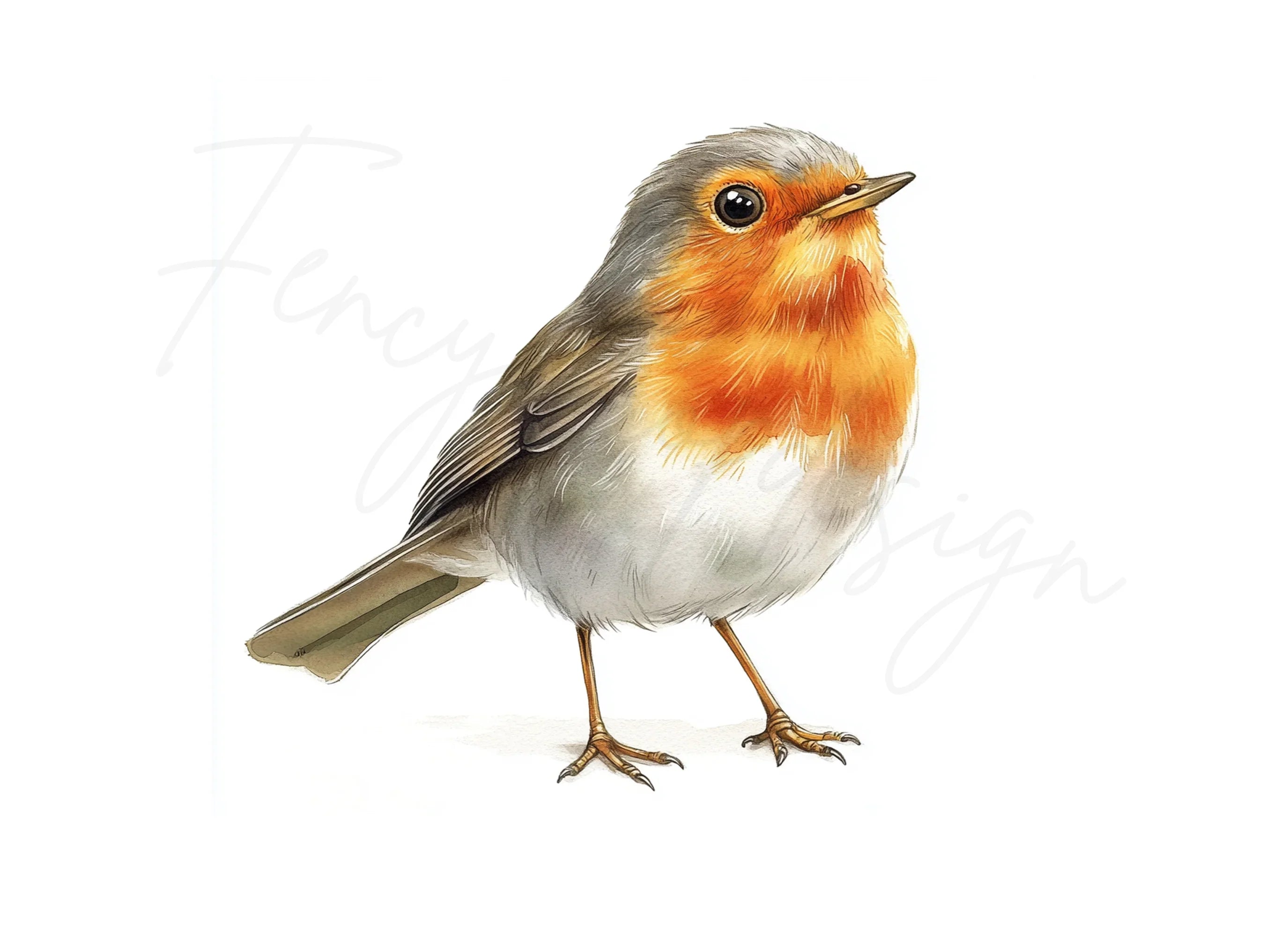 Cute European Robin Bird Illustrations Clipart Bundle