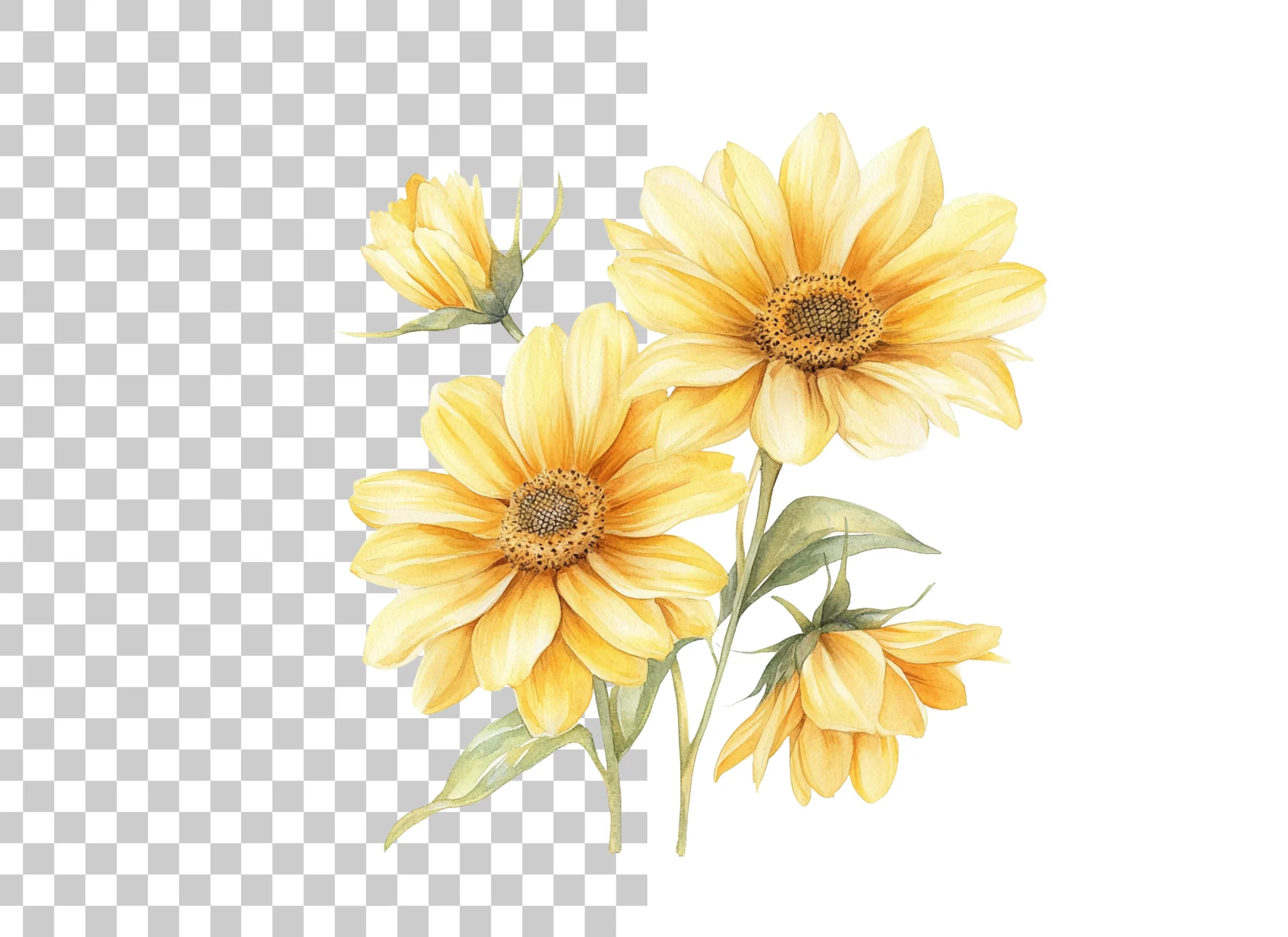 Yellow Daisy Clipart Bundle
