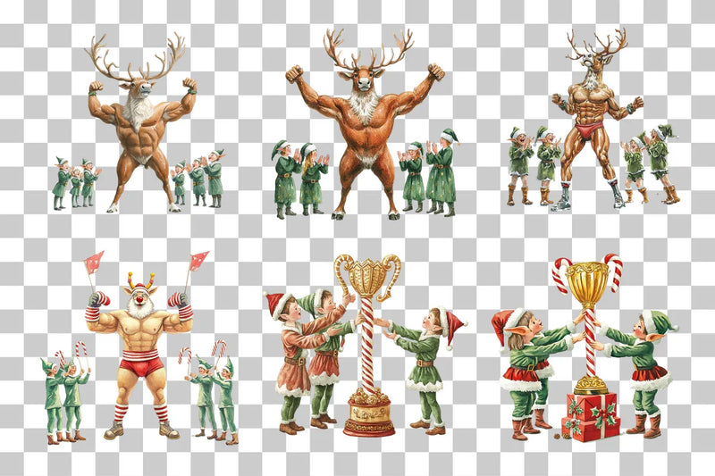 Bodybuilder Reindeer Clipart Bundle - CraftNest - Digital Crafting and Art