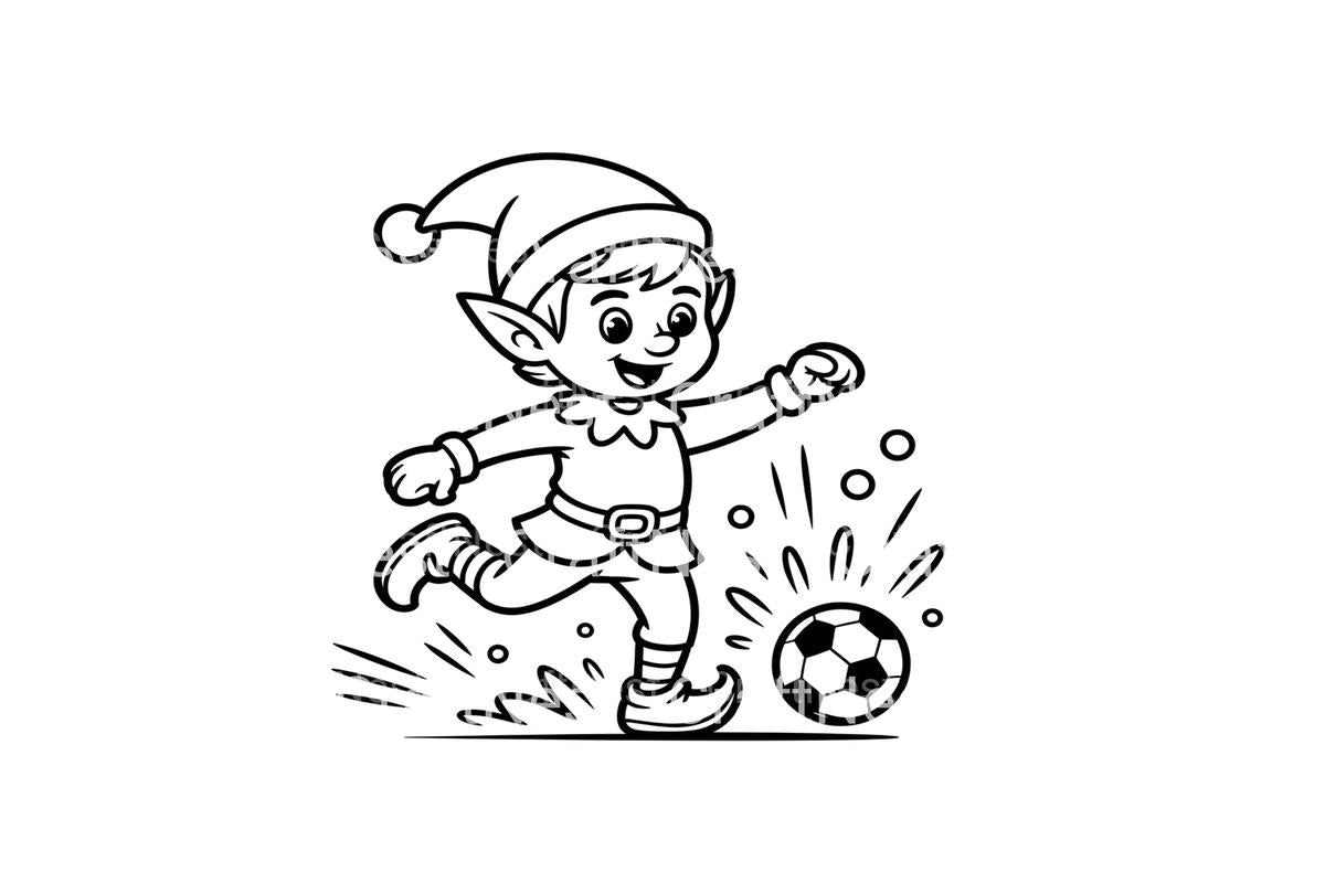 Dynamic Elf Soccer Action Coloring Books
