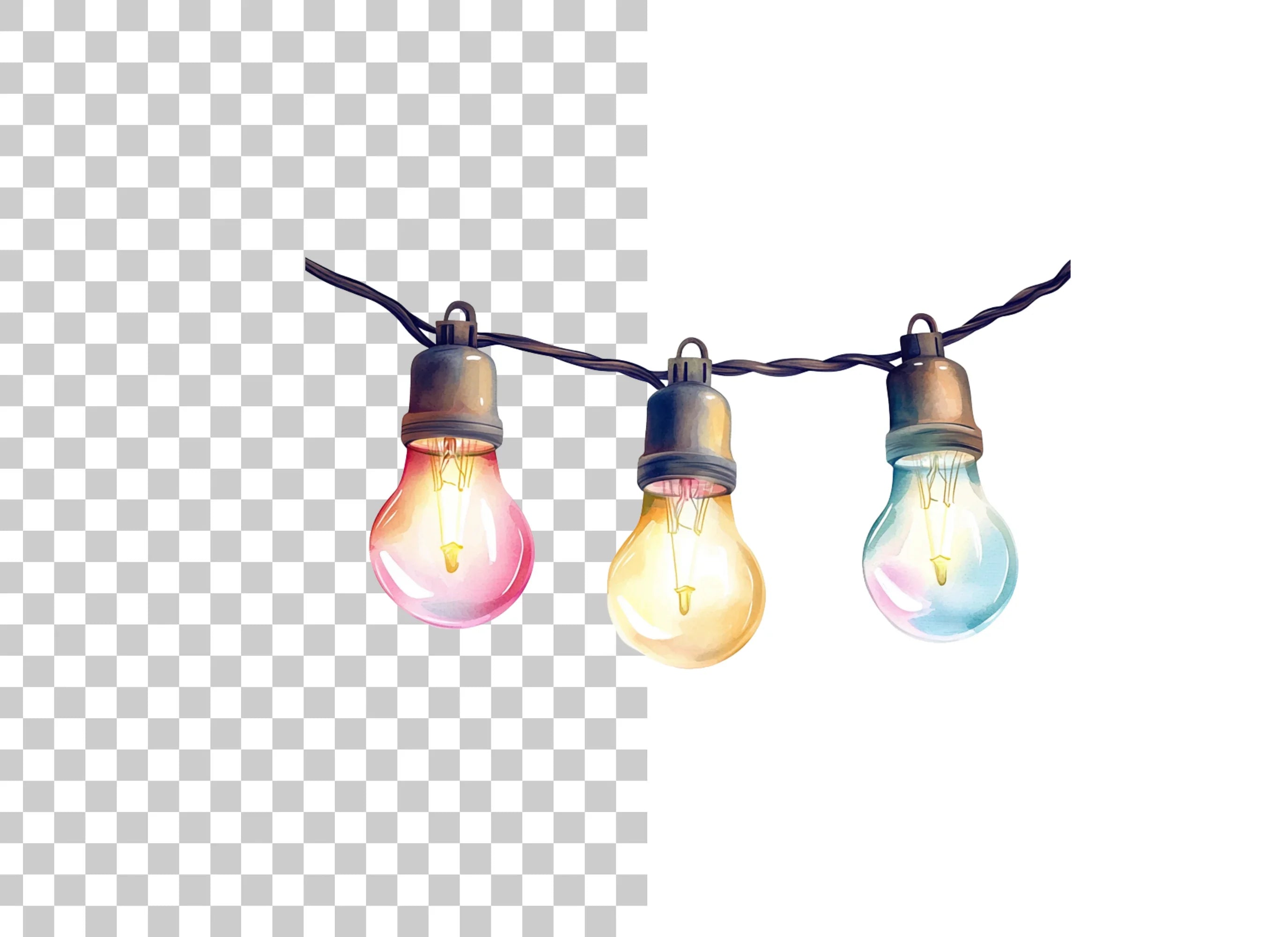 Colorful String Lights Clipart Bundle