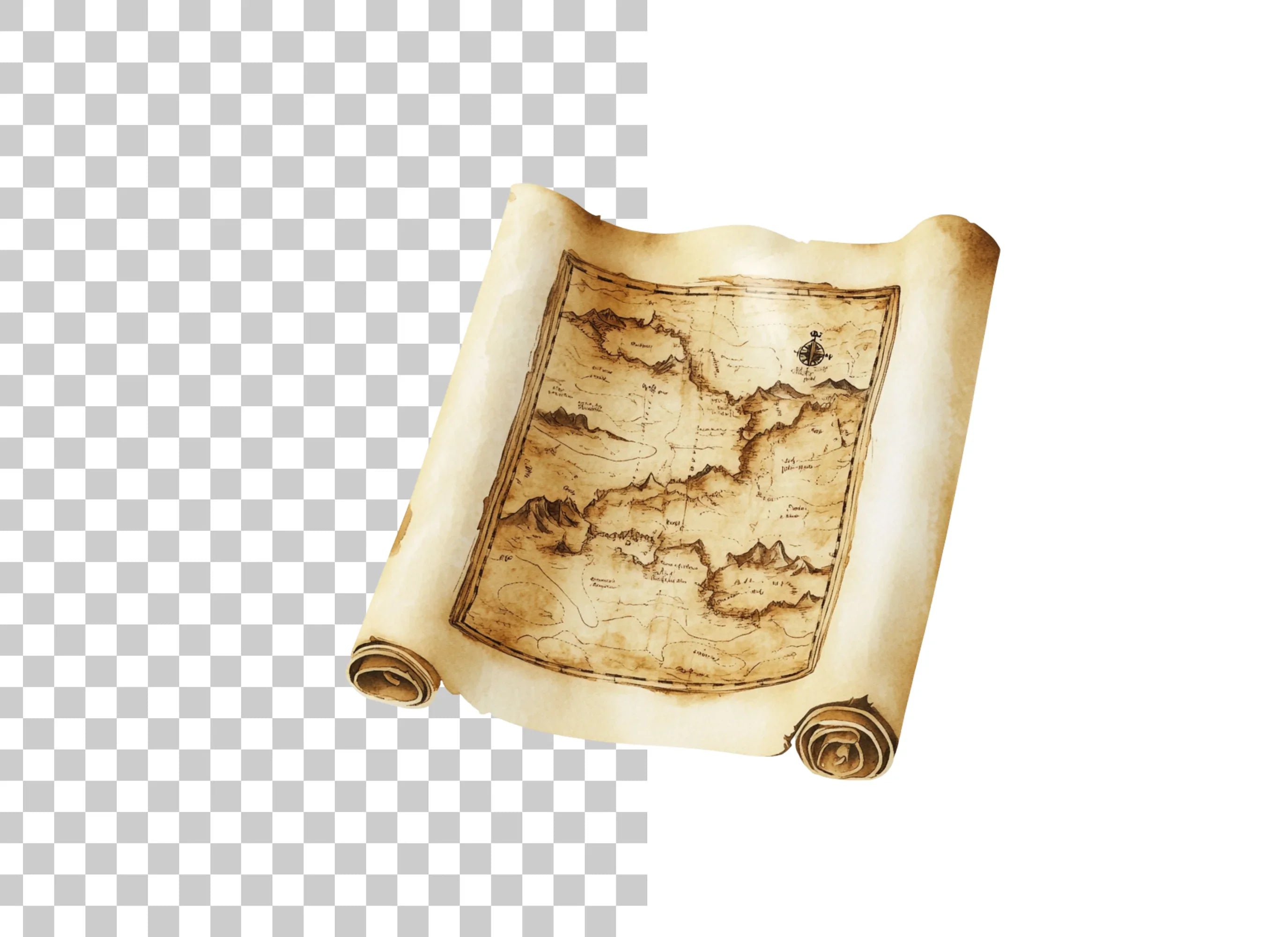 Rolled Up Treasure Map Clipart Bundle