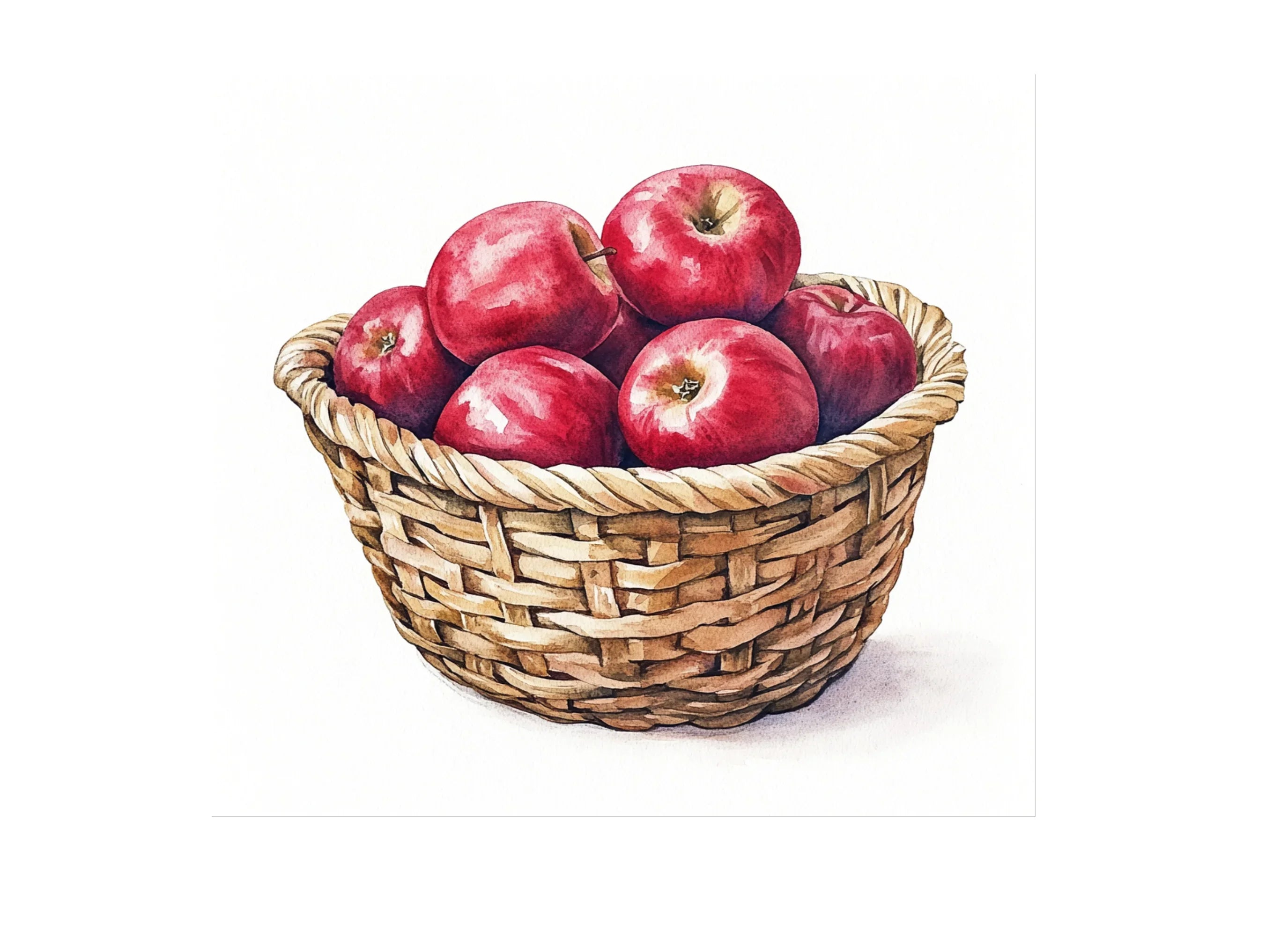 Red Apples in Baskets Clipart Bundle