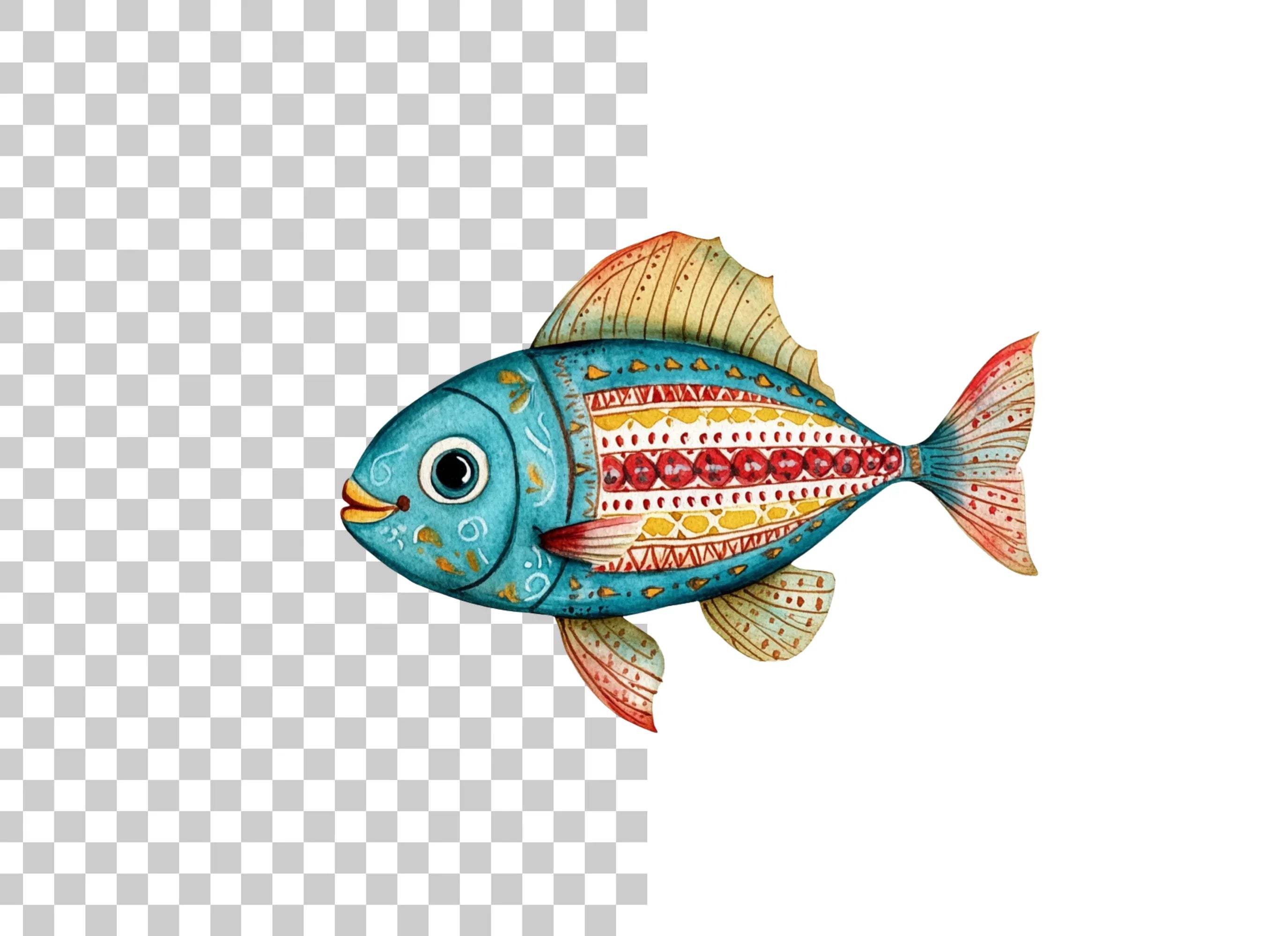 Vibrant Folk Fish Clipart Bundle
