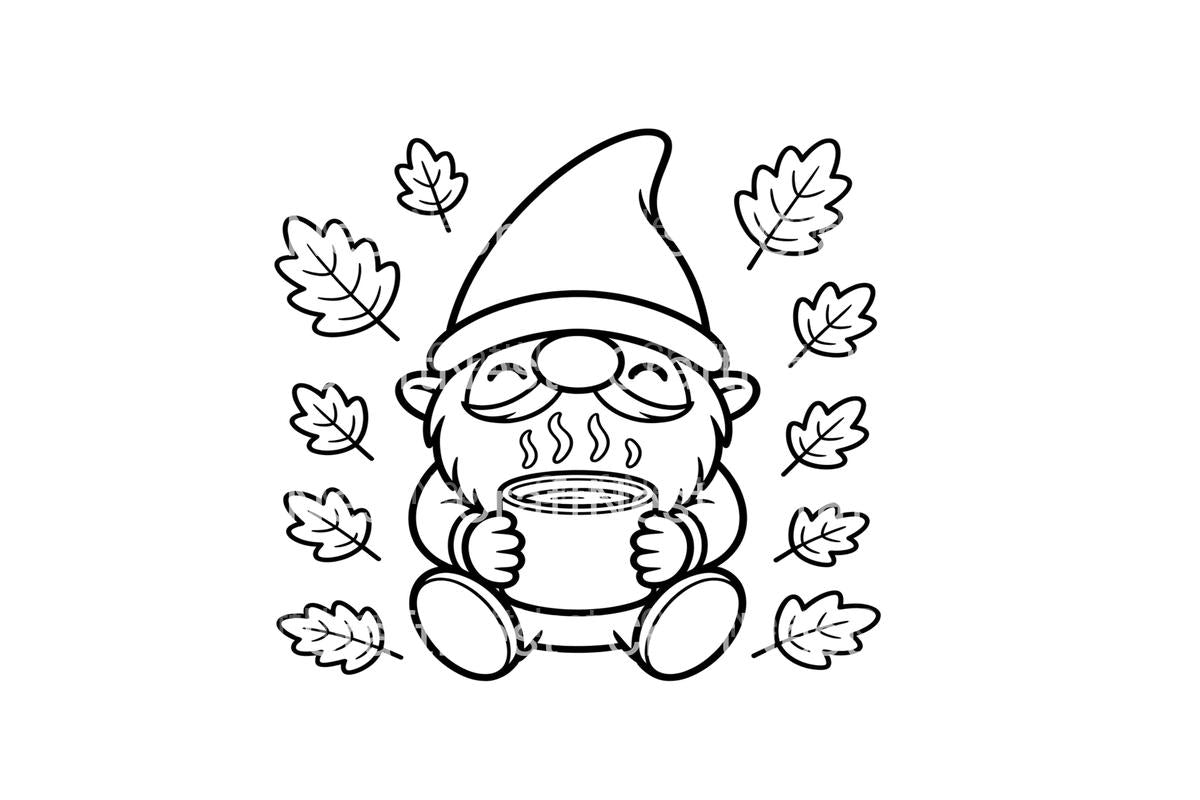 Autumn Gnomes with Hot Drinks Coloring Books
