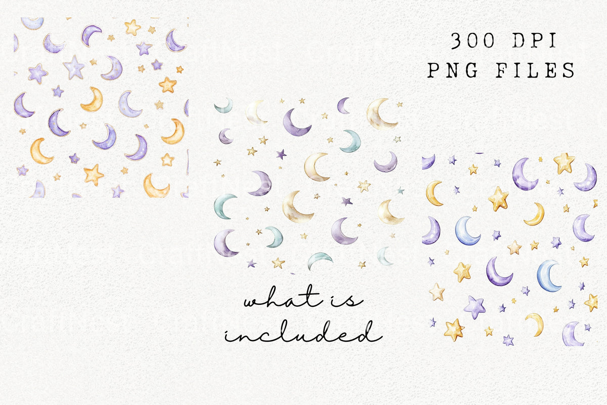 Pastel Moon Star Clipart Bundle