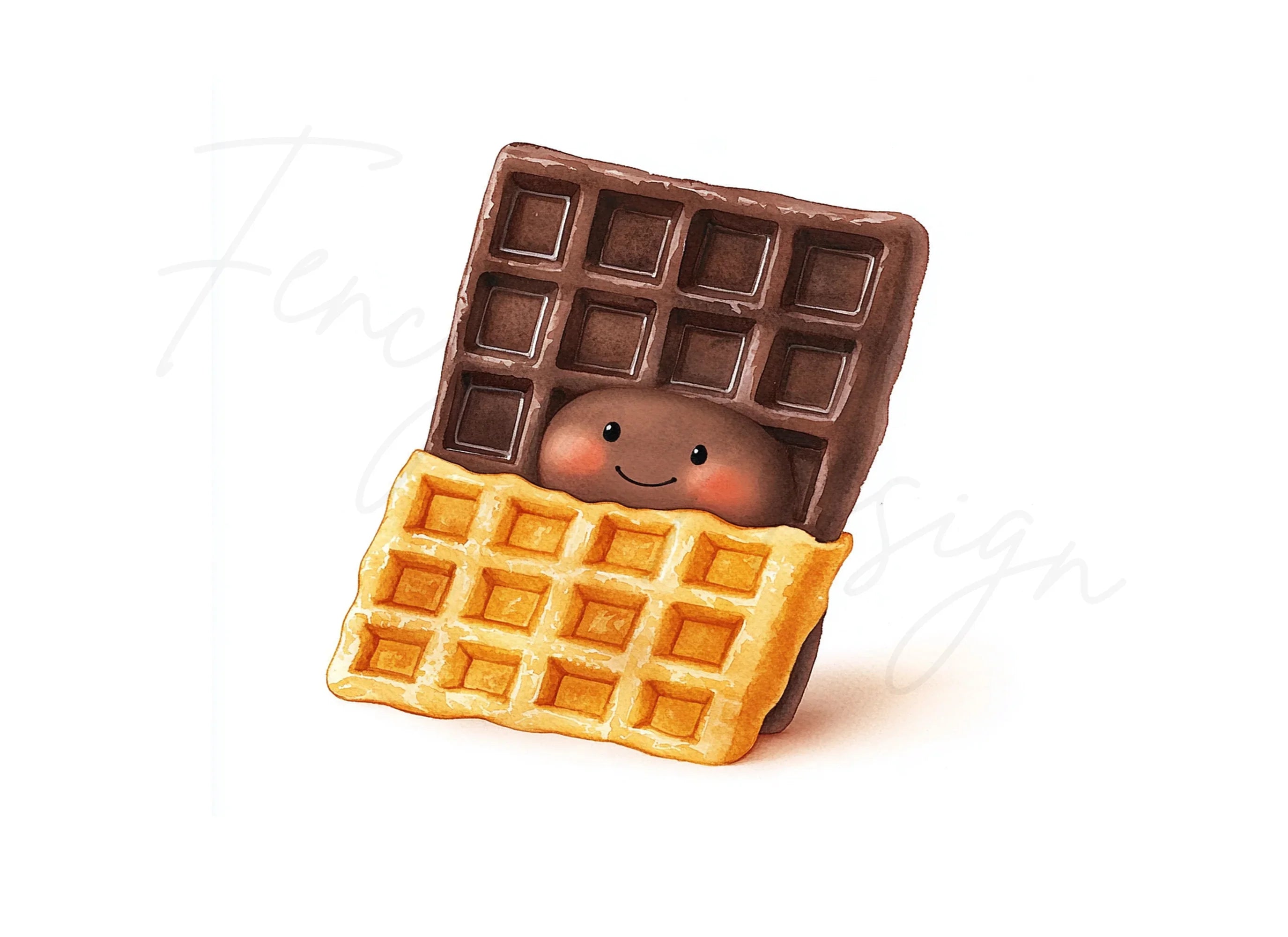 Cute Waffle and Chocolate Clipart Bundle