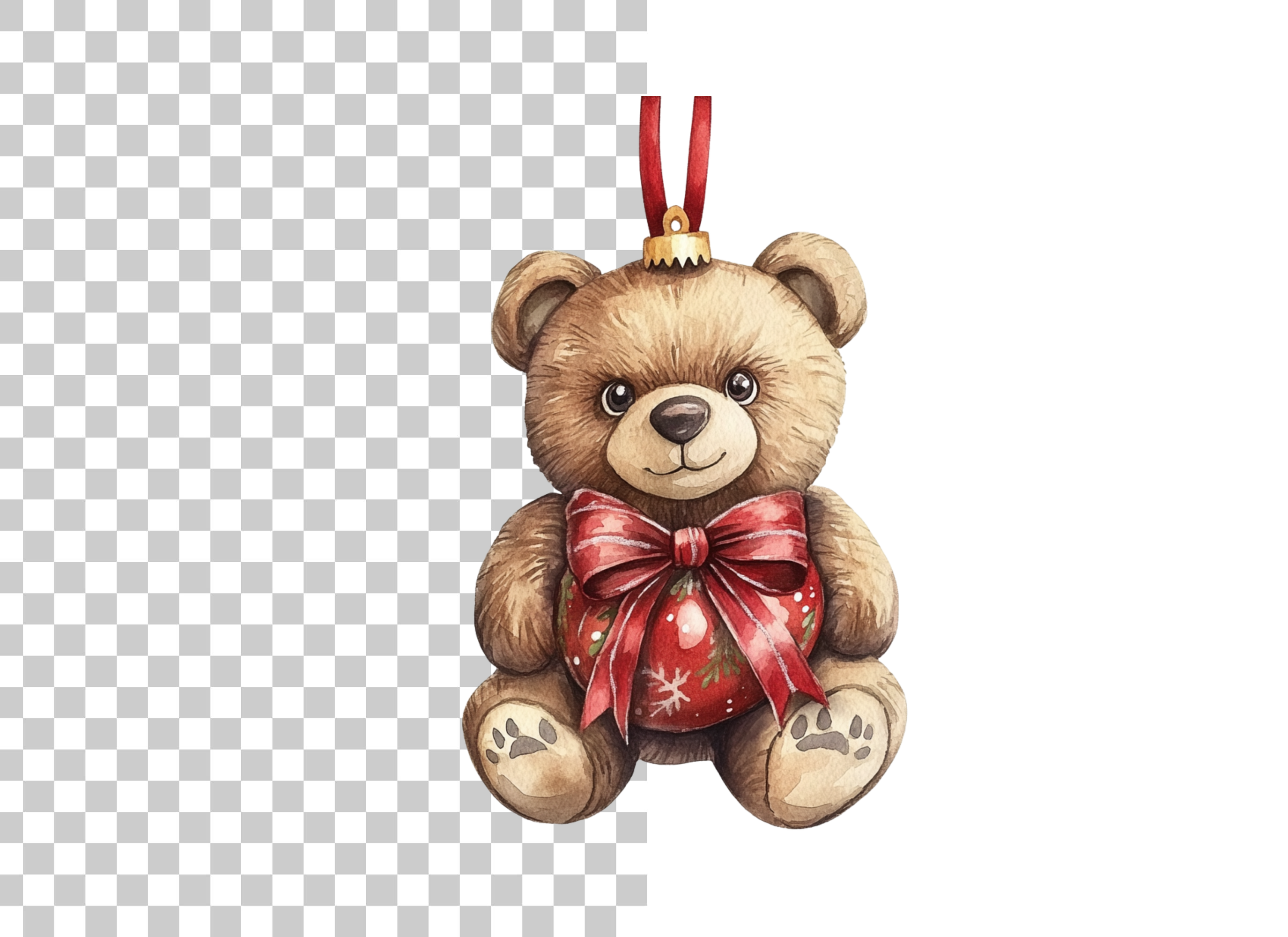 Festive Teddy Bear Christmas Decoration Clipart Bundle