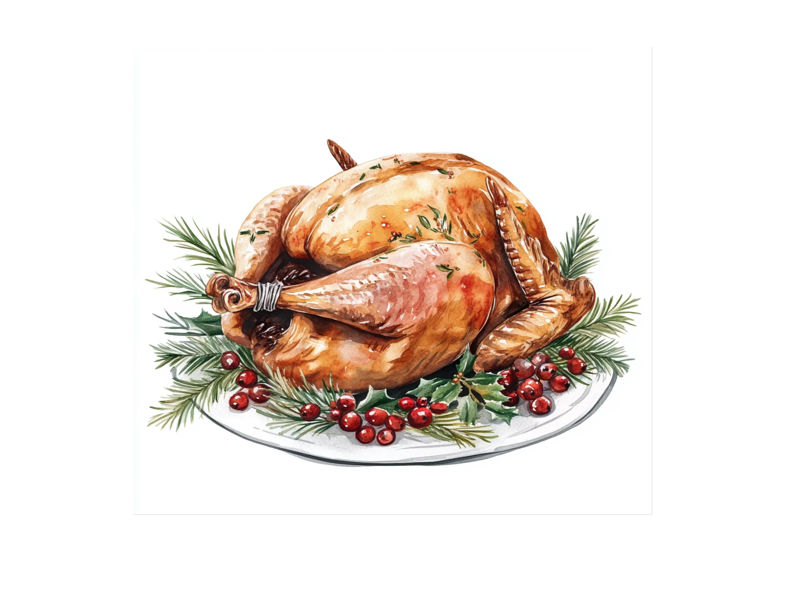 Roasted Turkey Thanksgiving Clipart Bundle