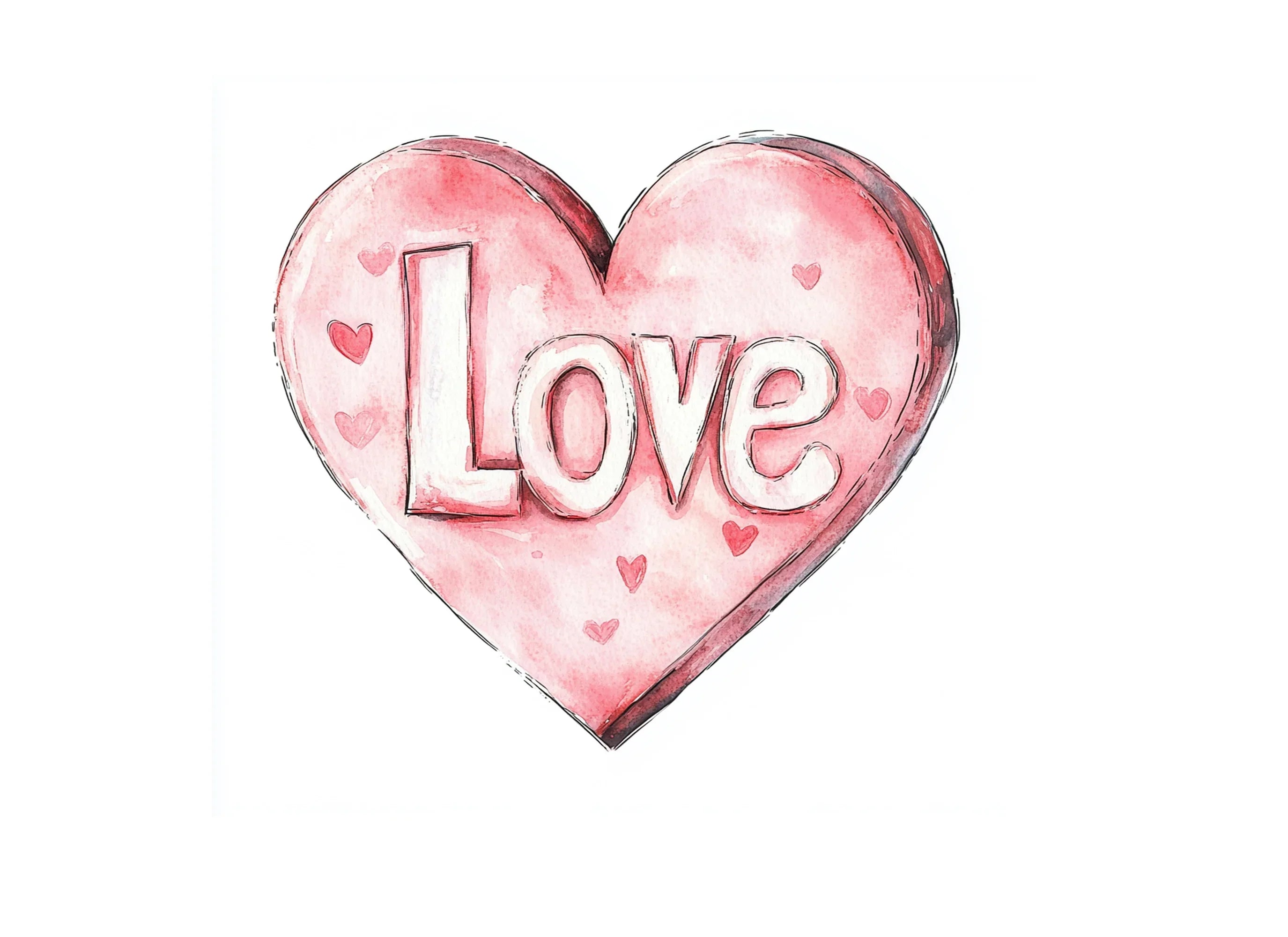 Pink 3D Love Heart Clipart Bundle