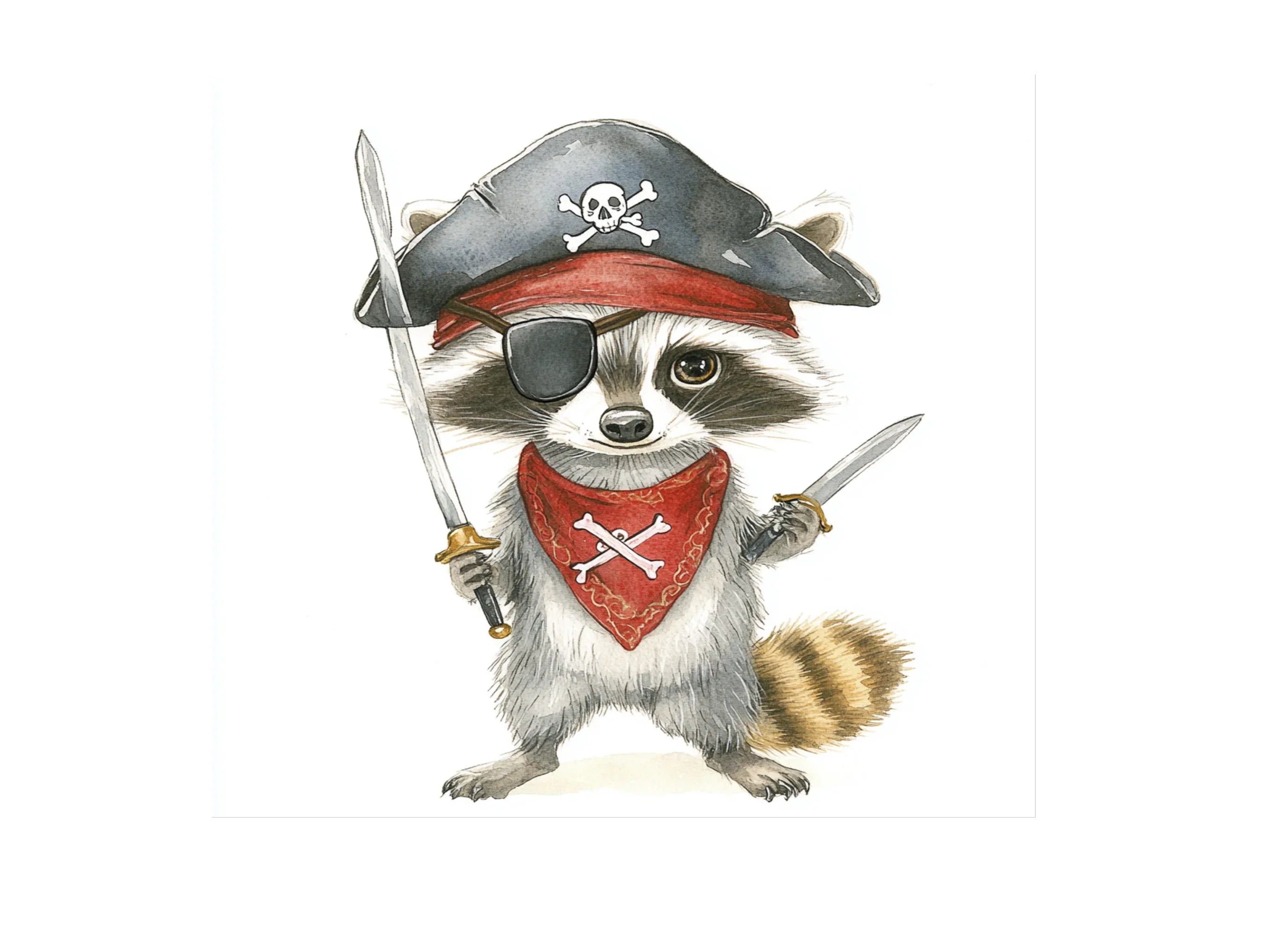 Raccoon Pirate with Sword Clipart Bundle