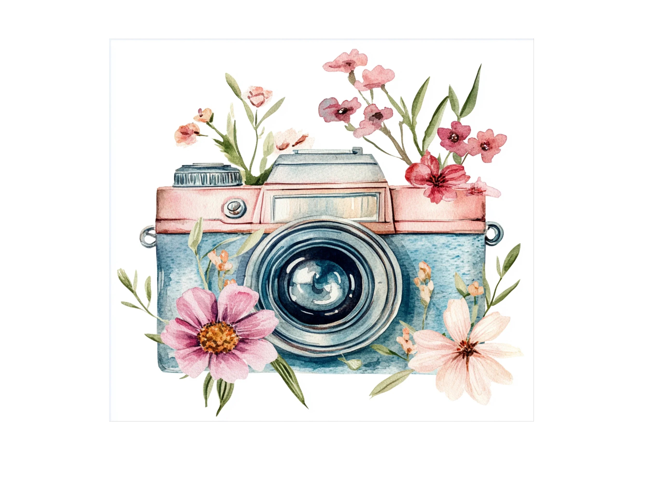 Vintage Camera Floral Clipart Bundle