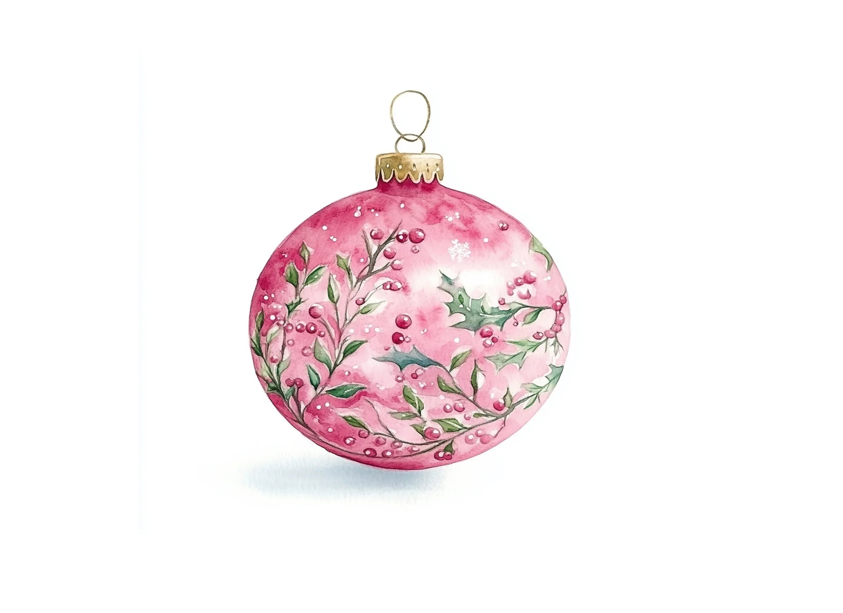 Pink Christmas Ornament Clipart Bundle