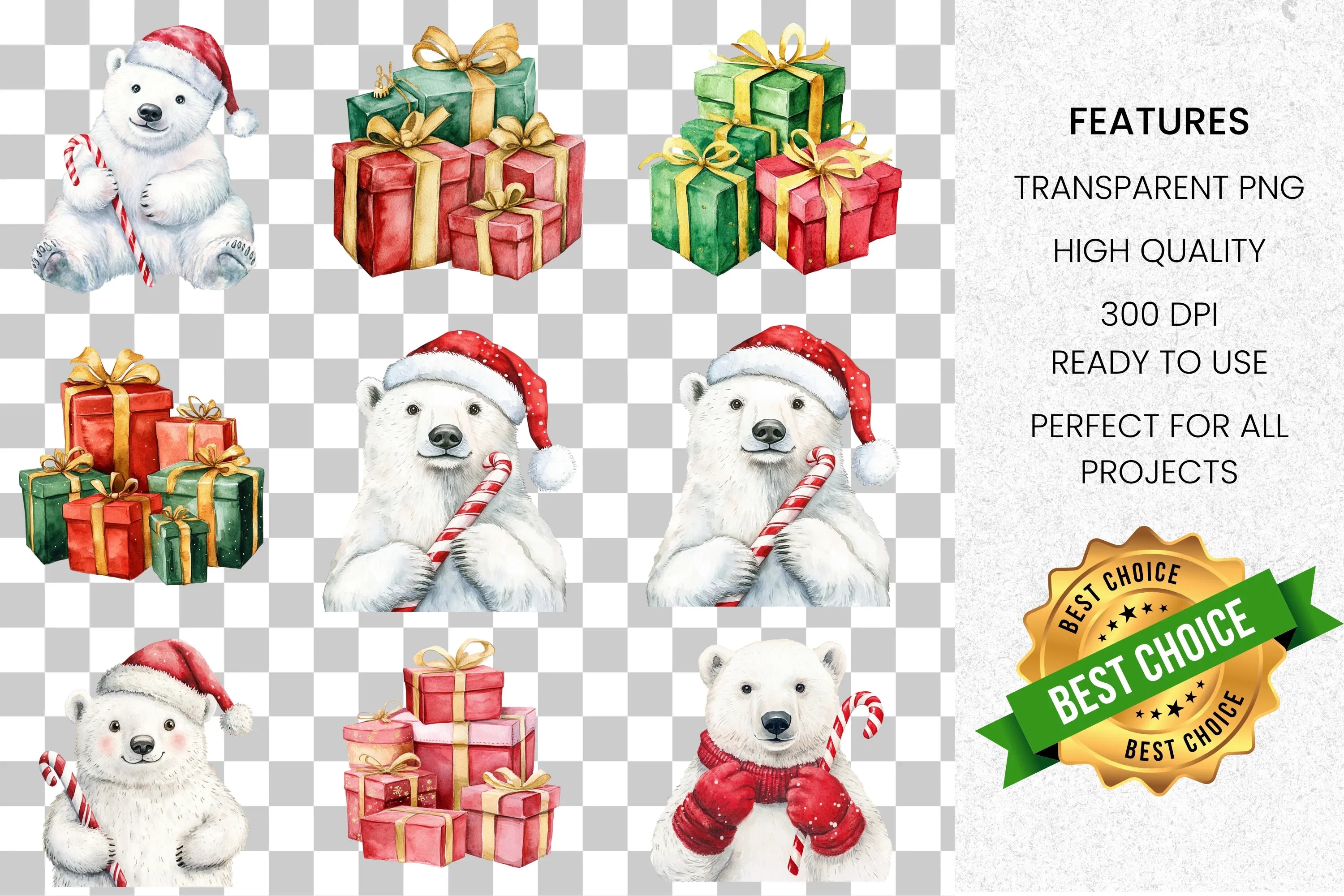 Christmas Gift Box Clipart Bundle