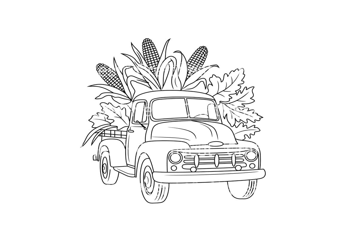 Harvest Truck and Corn Coloring Books