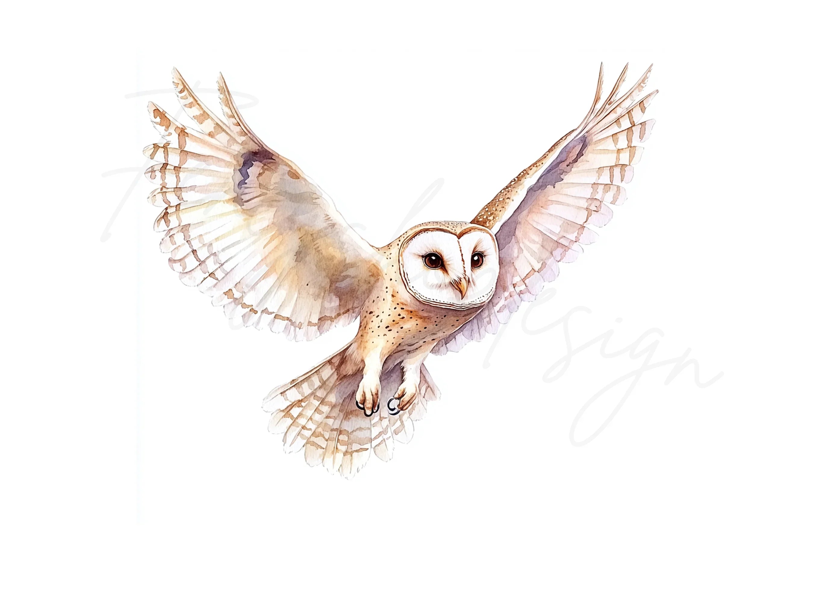 Graceful Barn Owl In Flight Clipart Bundle