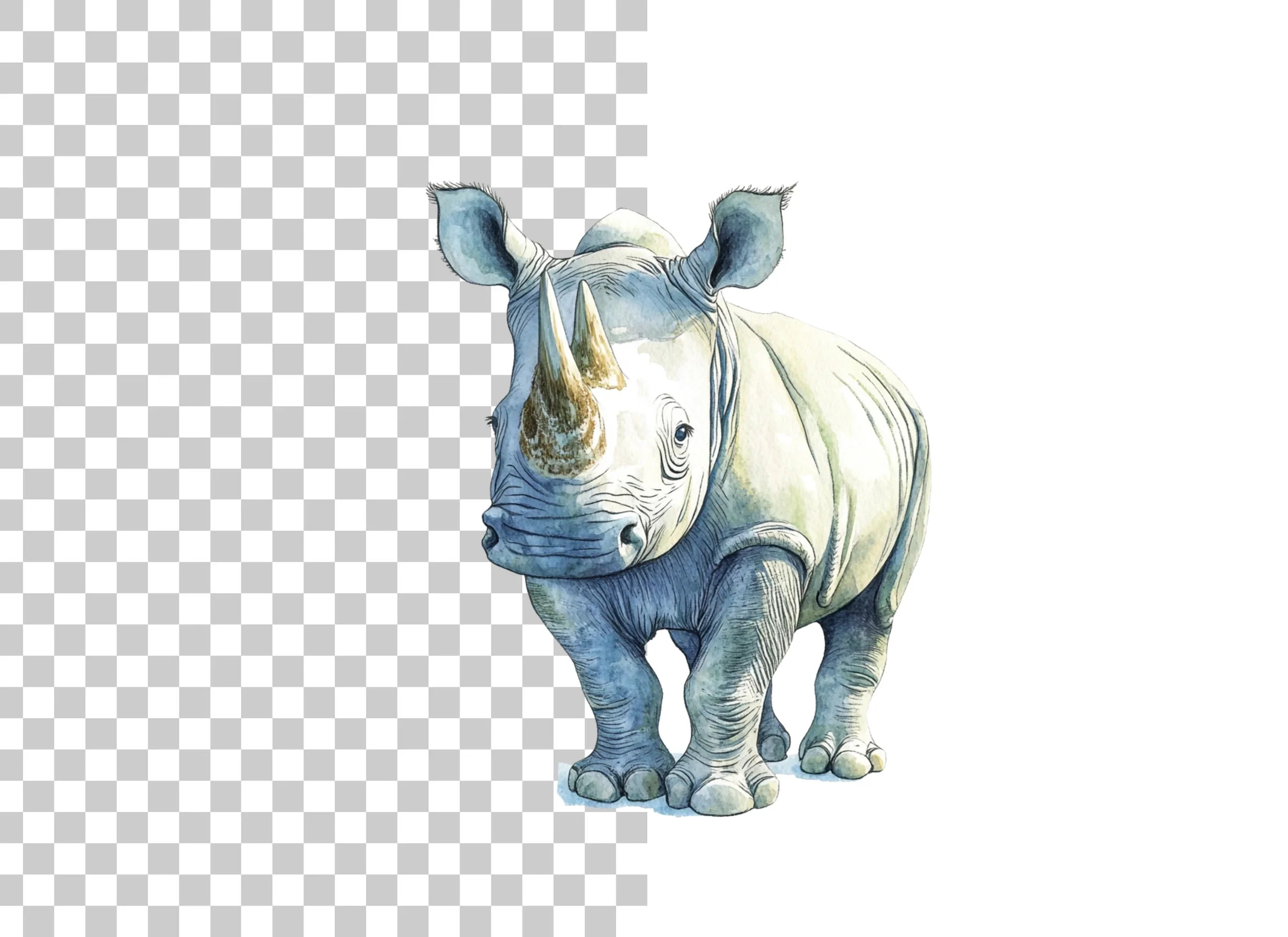 Cute Baby Rhino Clipart Bundle