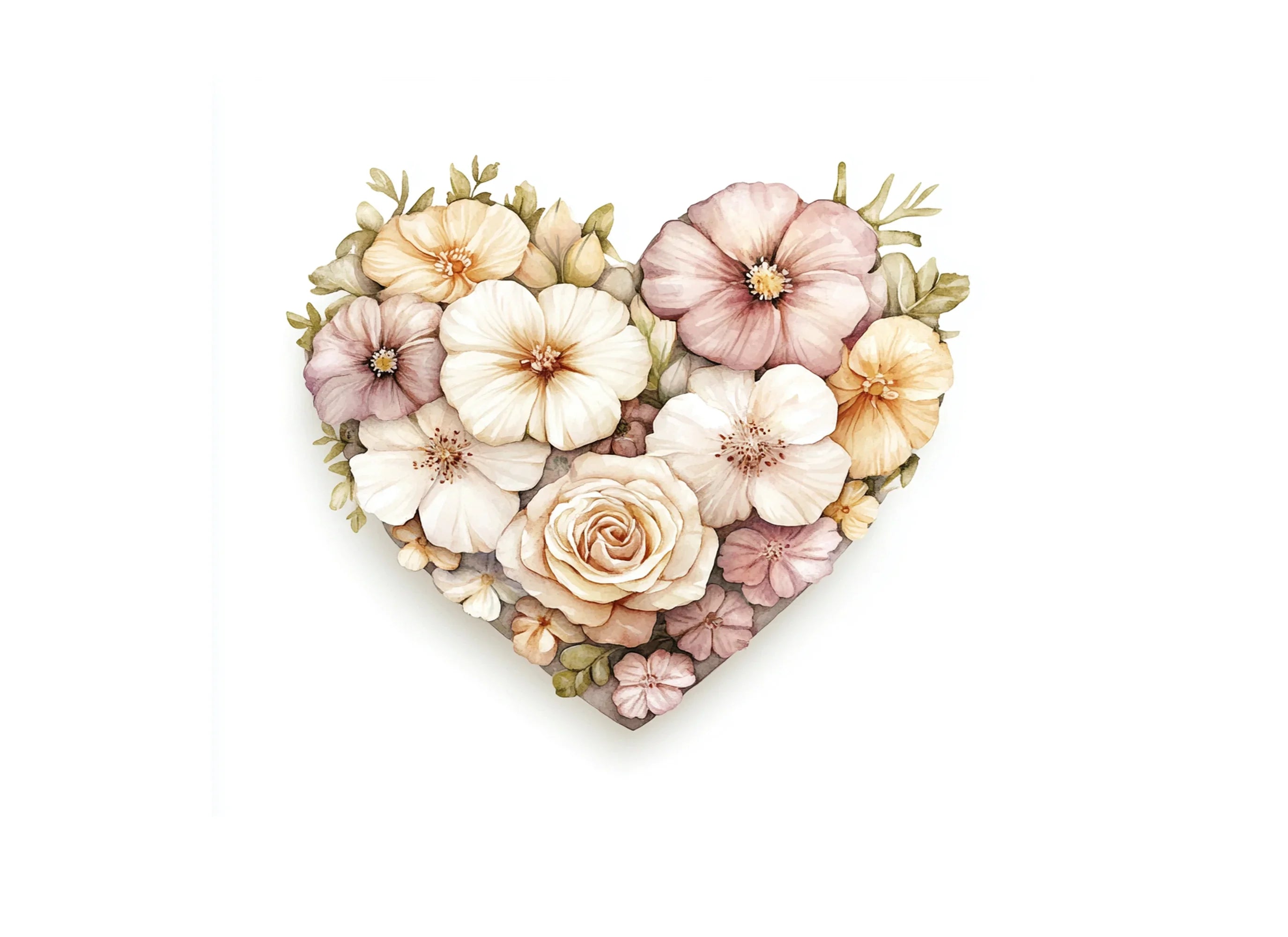 Floral Heart Clipart Bundle