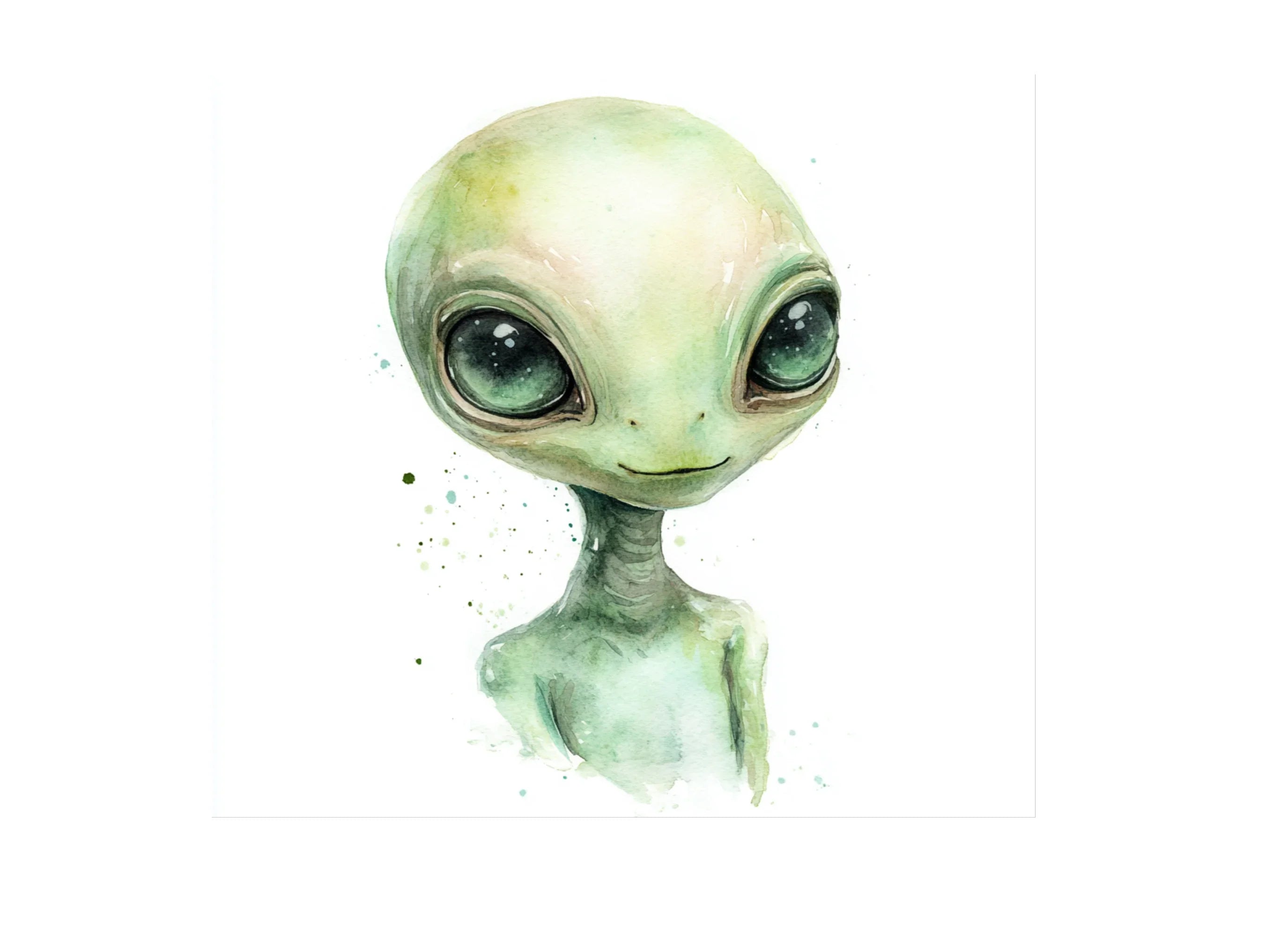 Green Alien Heads Clipart Bundle
