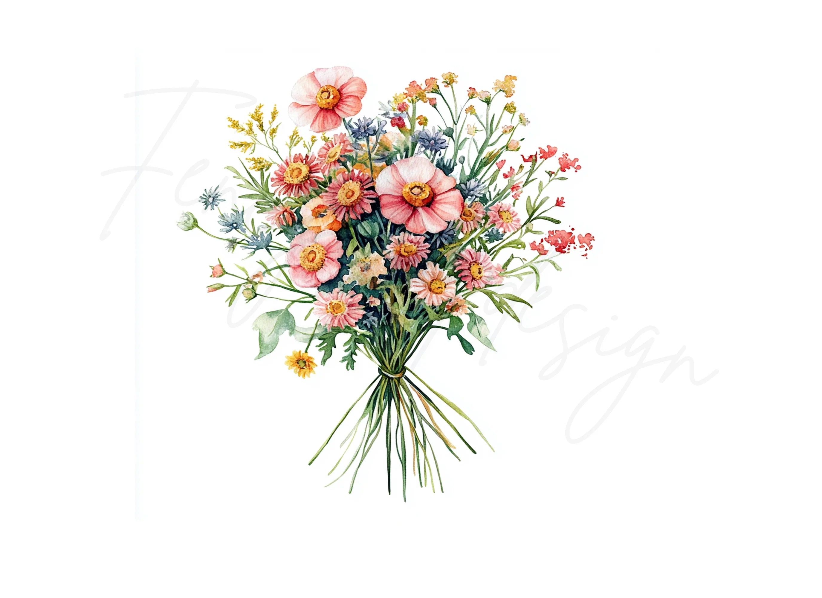 Wildflower Bouquet Clipart Bundle