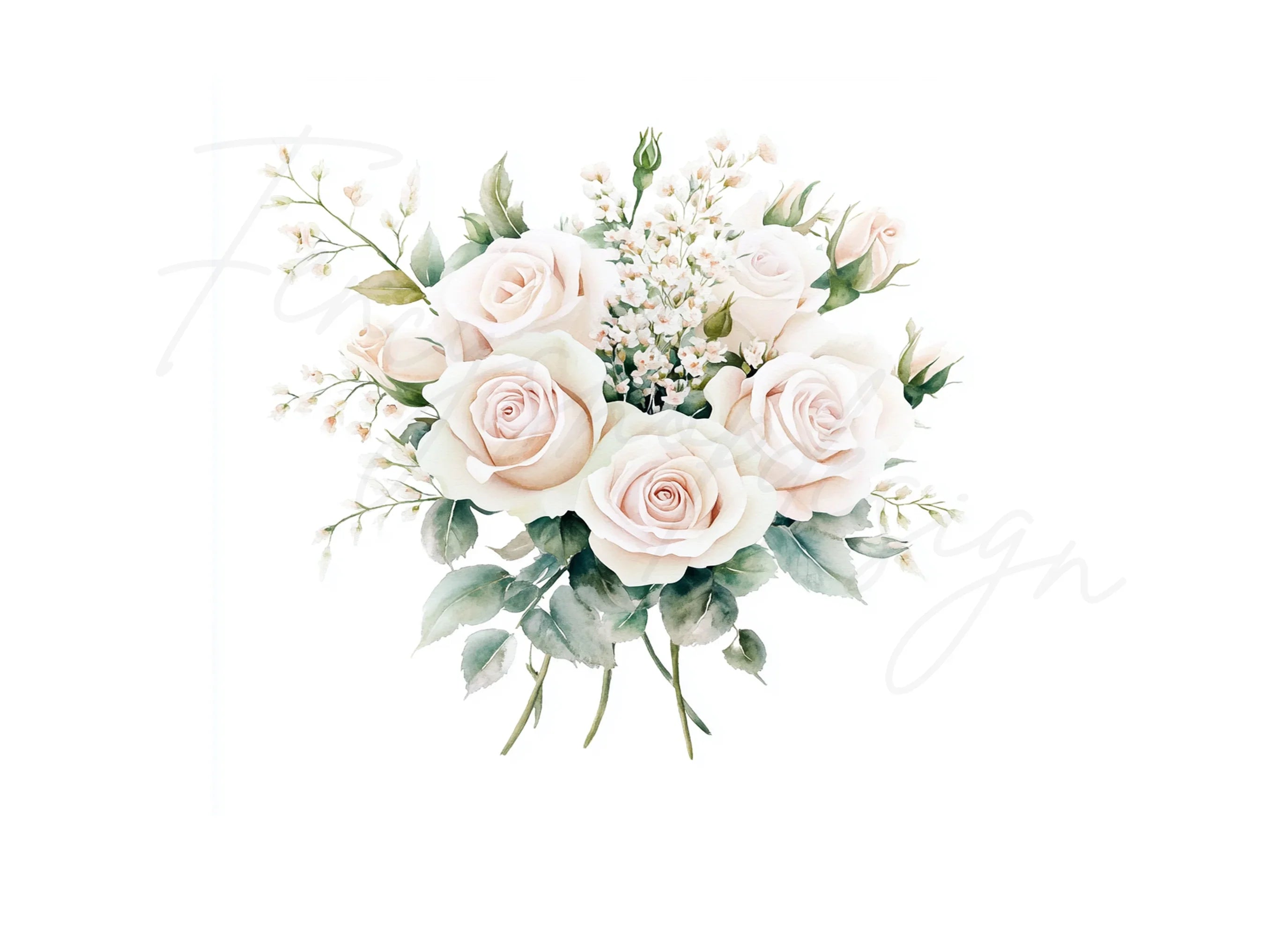 White Rose Floral Clipart Bundle