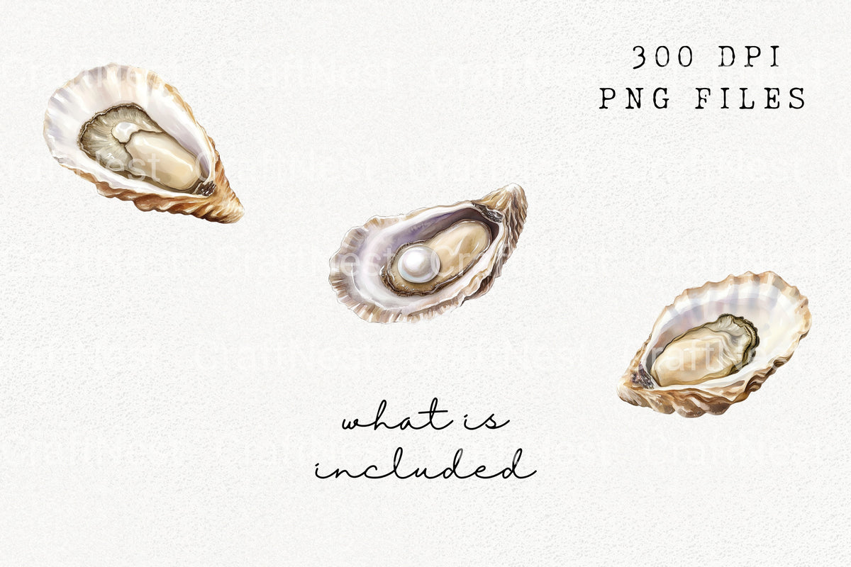 Lustrous Oyster Pearl Clipart Bundle