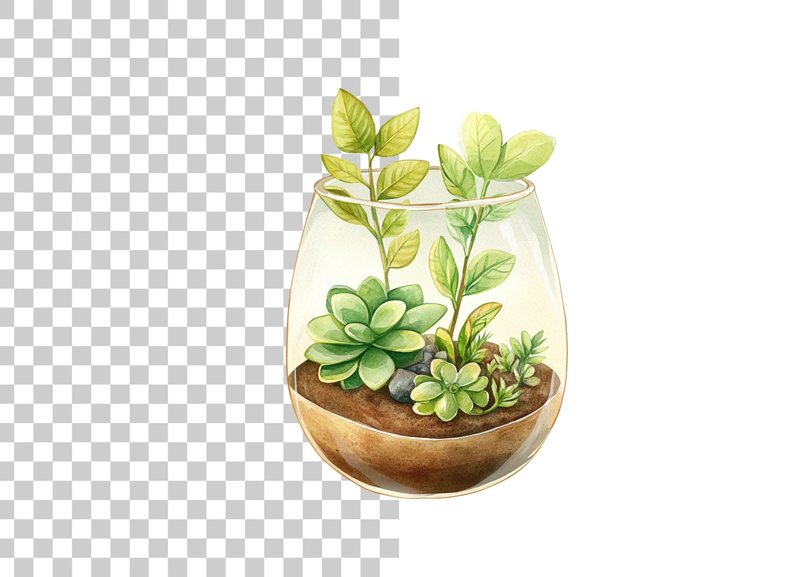 Succulent Terrarium Clipart Bundle