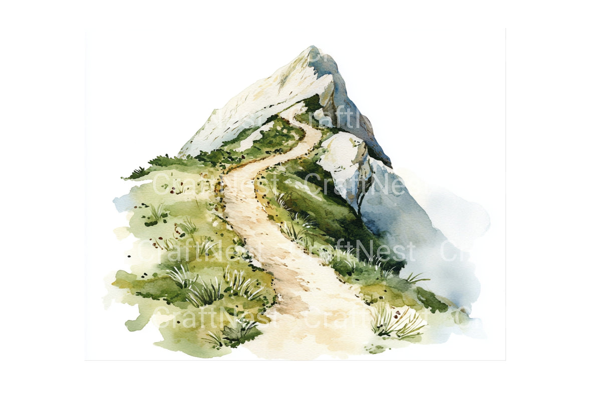 Mountain Hiking Trail Illustrations Clipart Bundle