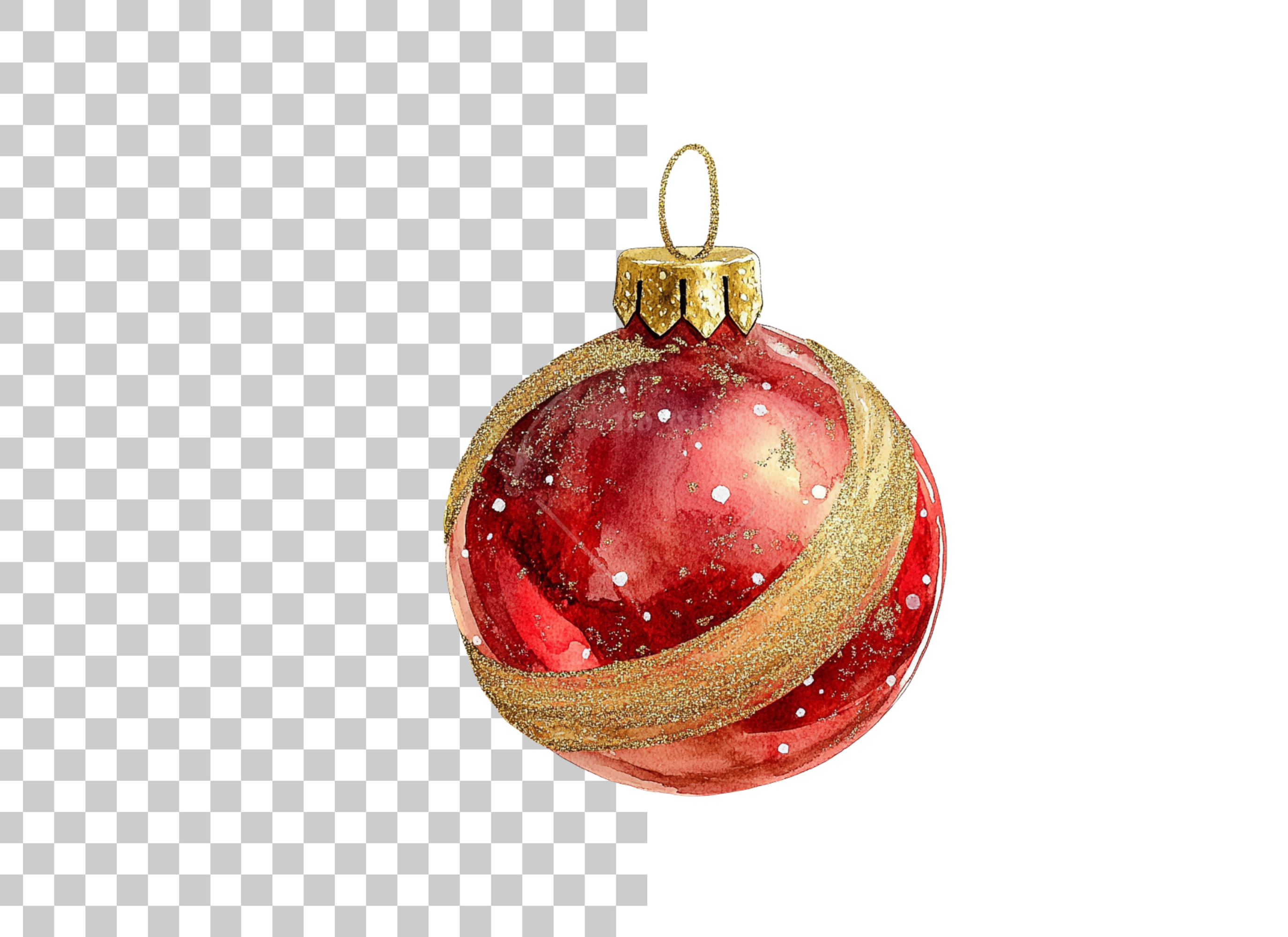 Sparkling Red Christmas Ornament Clipart Bundle