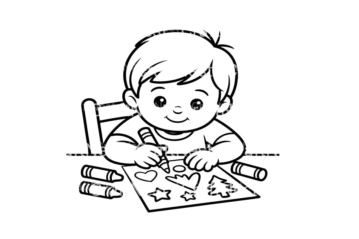 Children Drawing Christmas Pictures Coloring Books