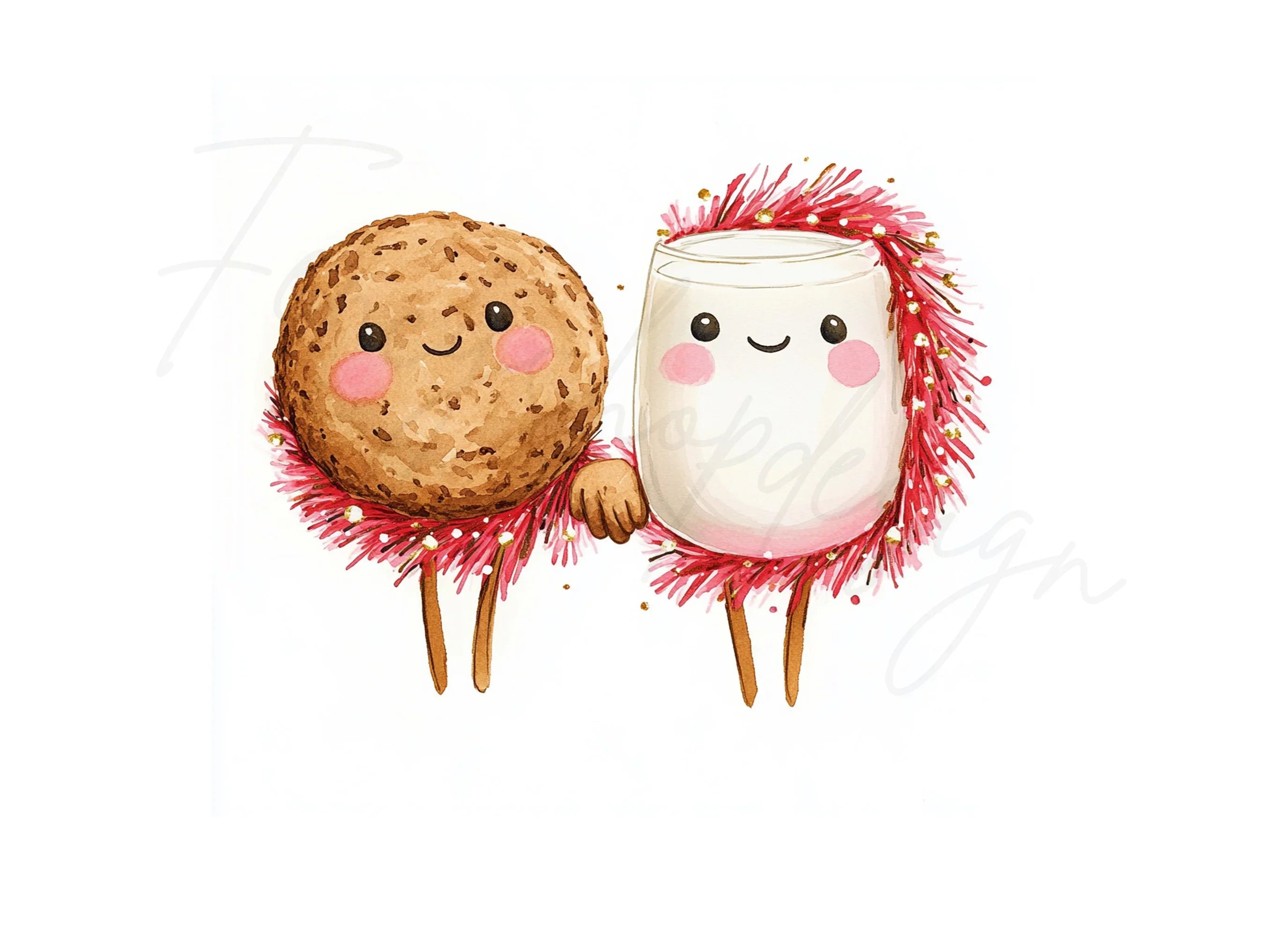 Festive Cookie and Milk Friends Clipart Bundle