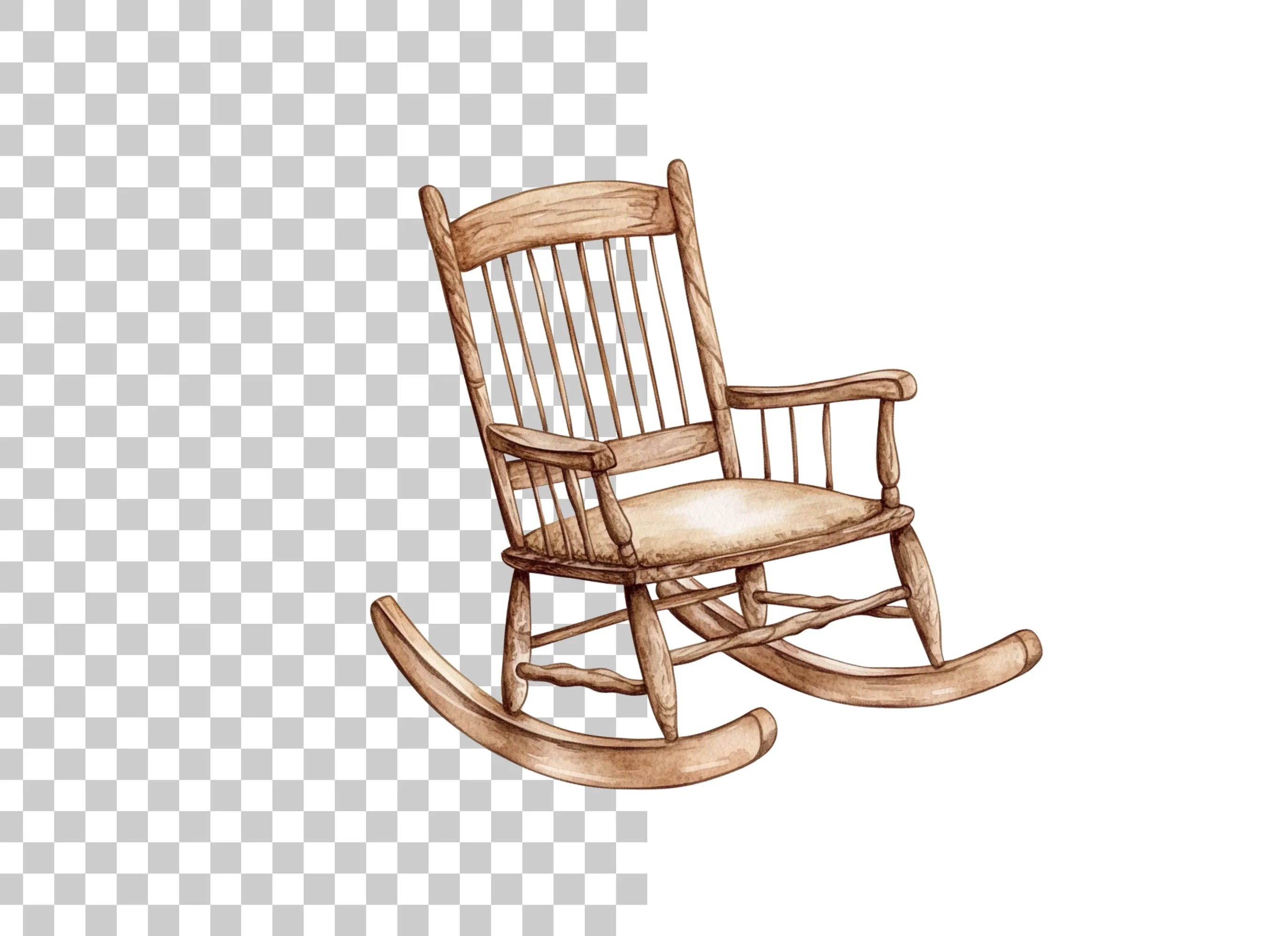 Vintage Wooden Rocking Chair Clipart Bundle