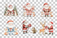 Woodland Animal with Santa Clipart Bundle - CraftNest - Digital Crafting and Art