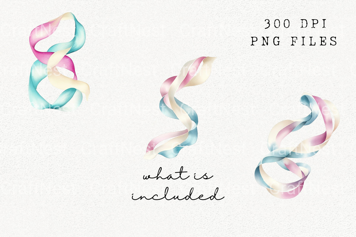 Pastel Ribbon Clipart Bundle
