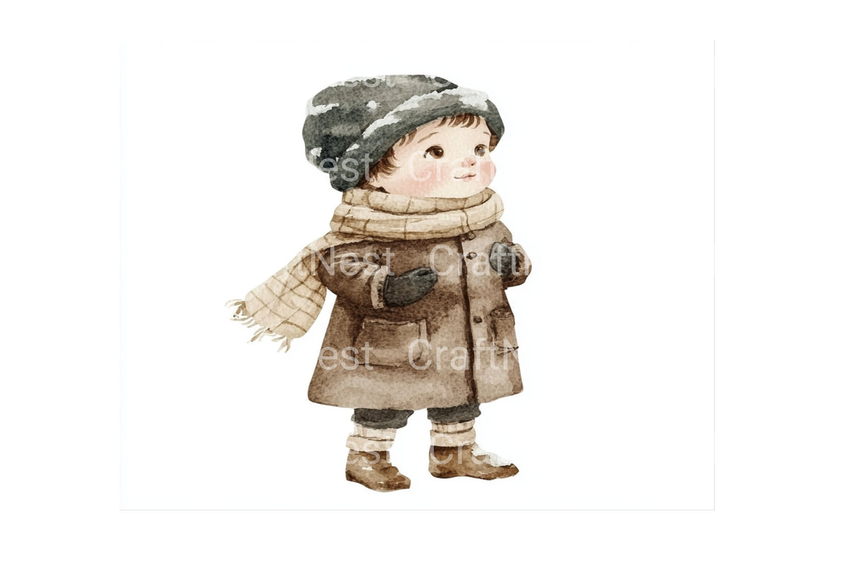 Adorable Winter Girls Illustrations Clipart Bundle