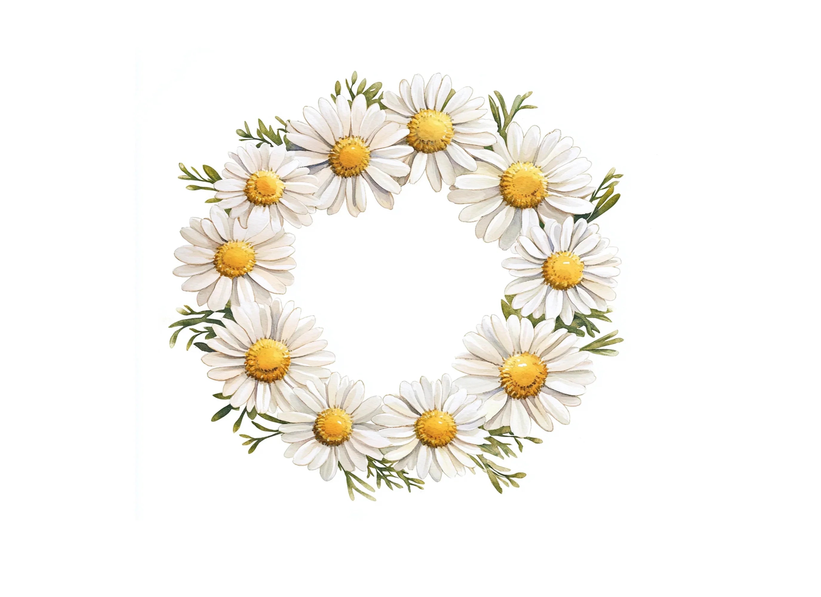 Charming Daisy Flower Wreath Clipart Bundle