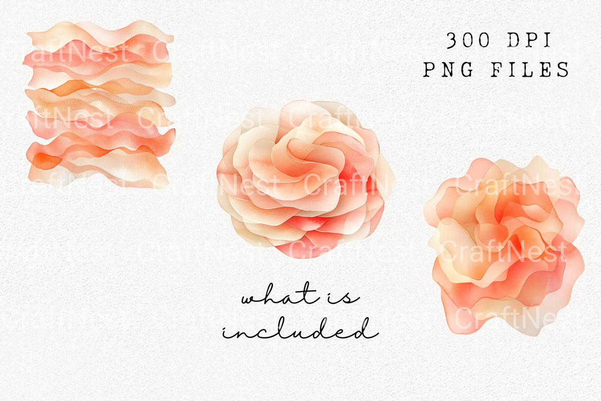 Peach Flower Clipart Bundle