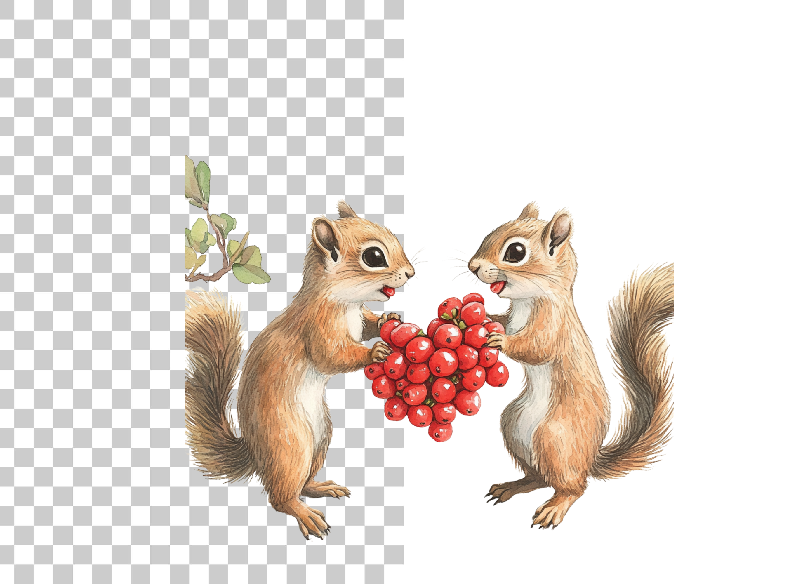 Adorable Squirrels with Berries Clipart Bundle