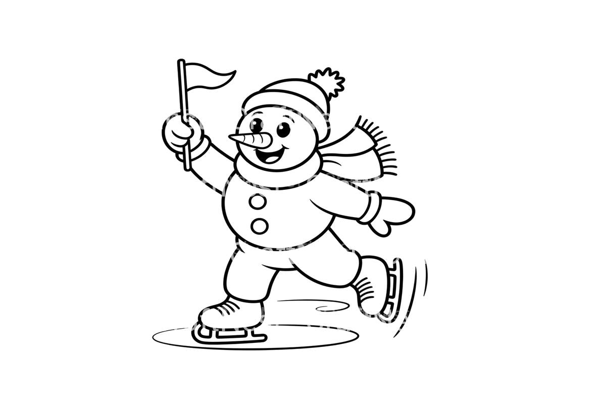 Ice Skating Snowman Winter Coloring Books