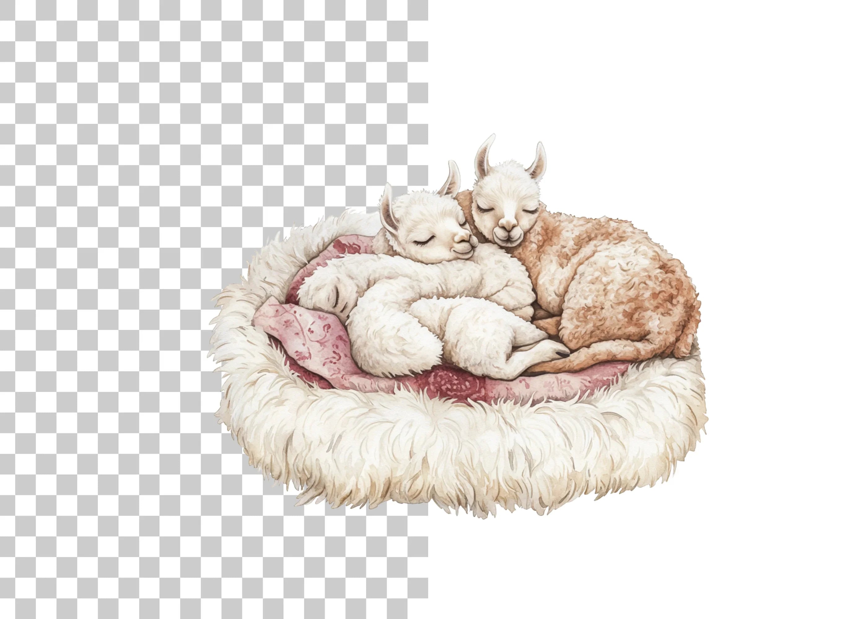 Cute Sleeping Baby Alpaca Clipart Bundle