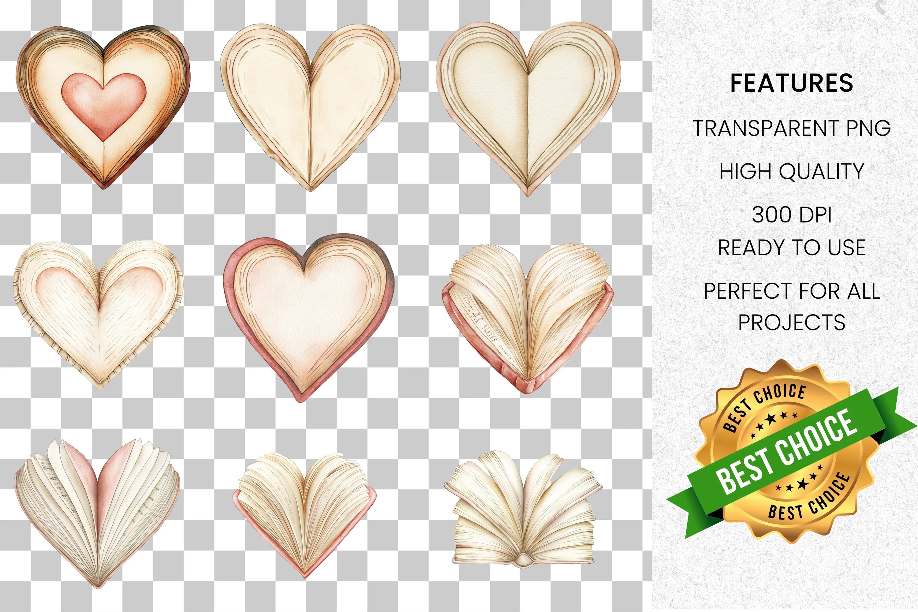 Heart Book Clipart Bundle