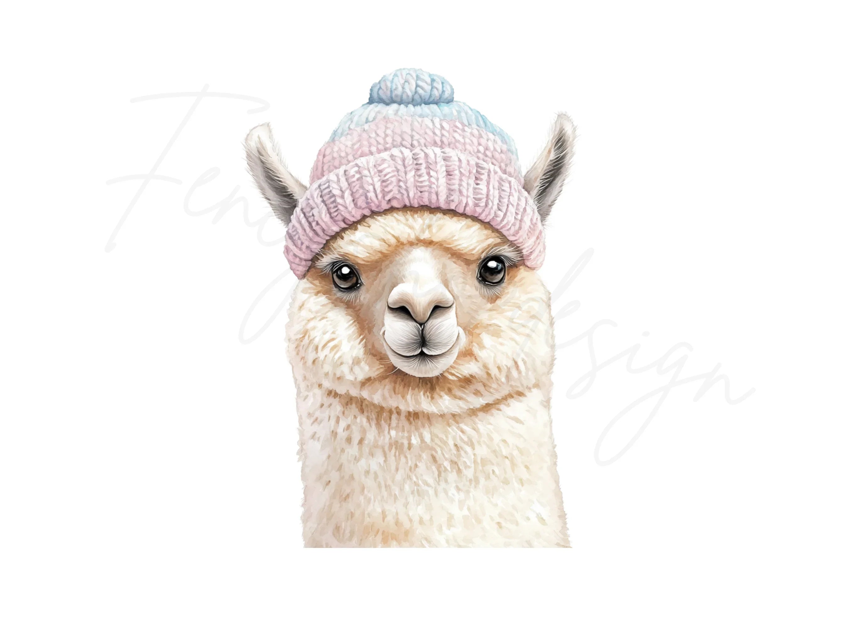 Three Alpacas in Hats Clipart Bundle