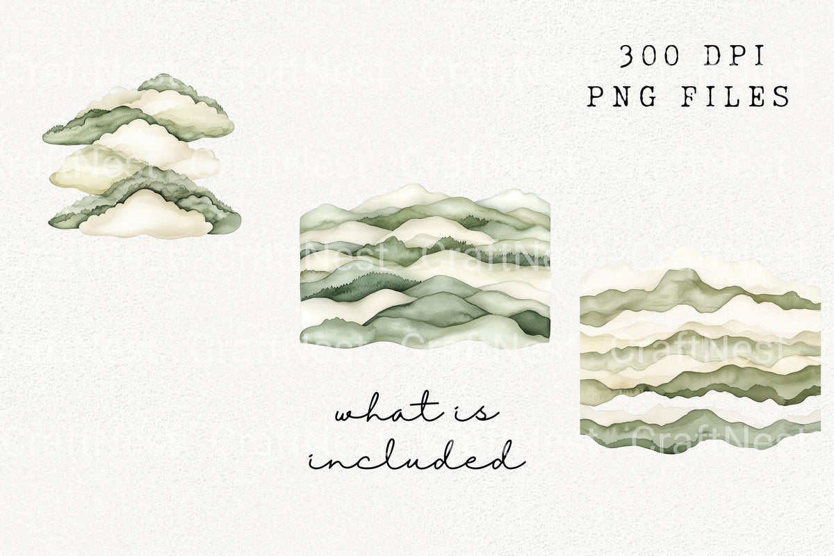 Misty Mountain Landscape Artwork Clipart Bundle