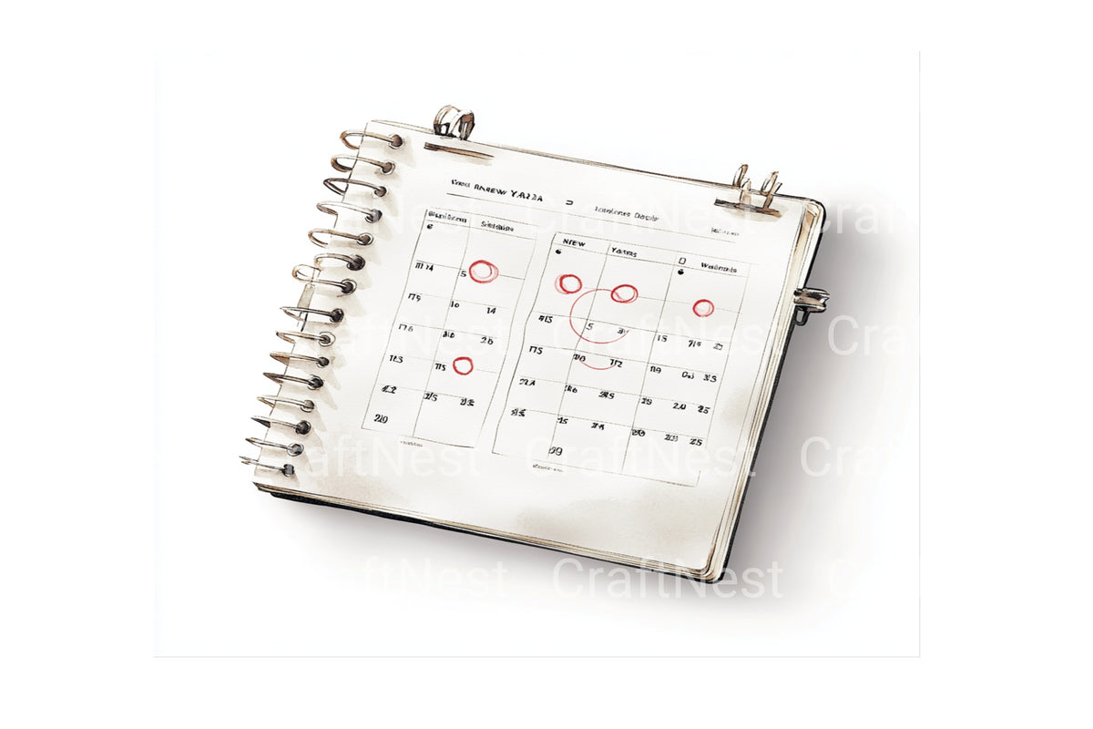 Open With Marked Dates Clipart Planner