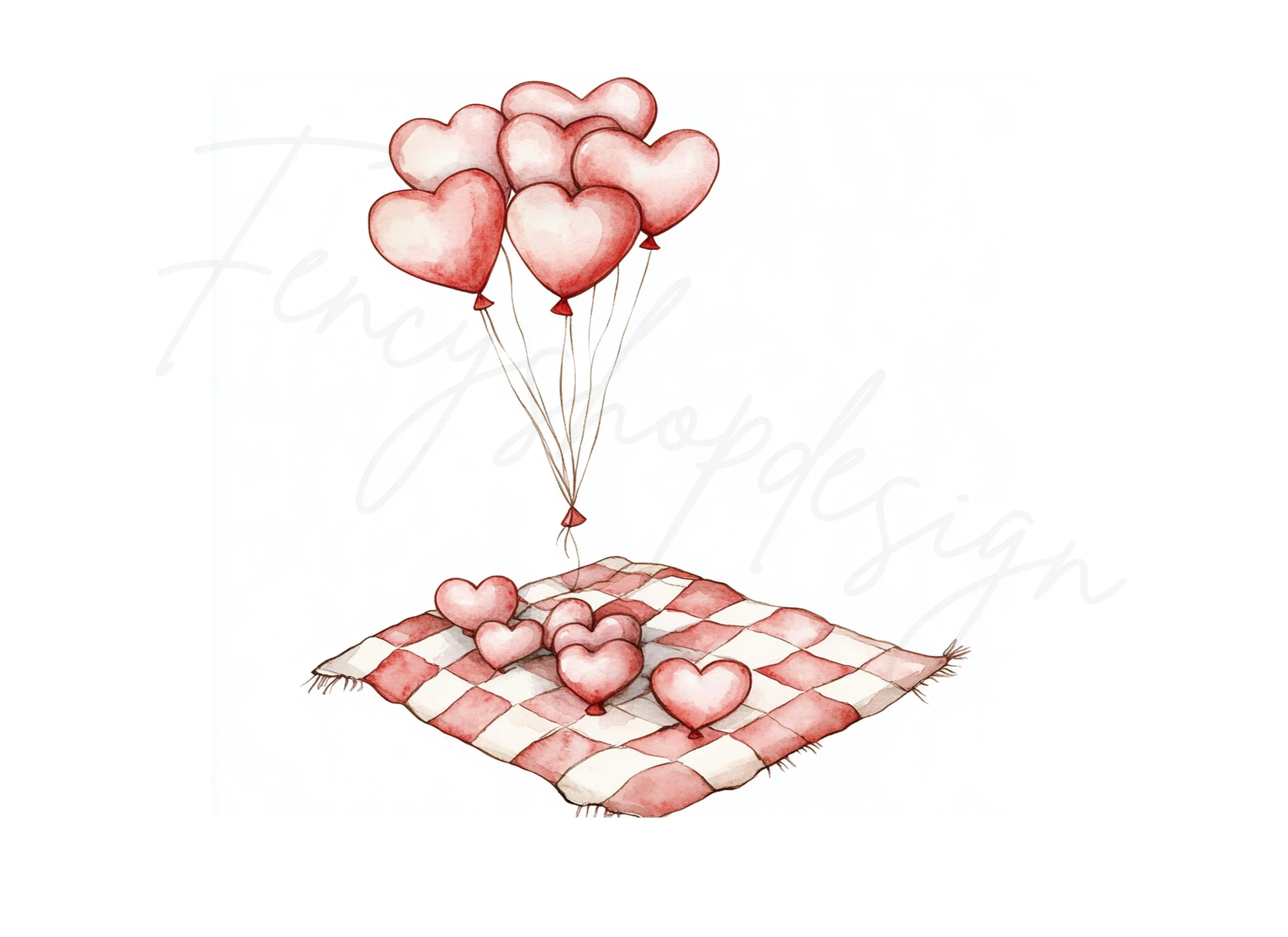 Heart Balloons Picnic Clipart Bundle