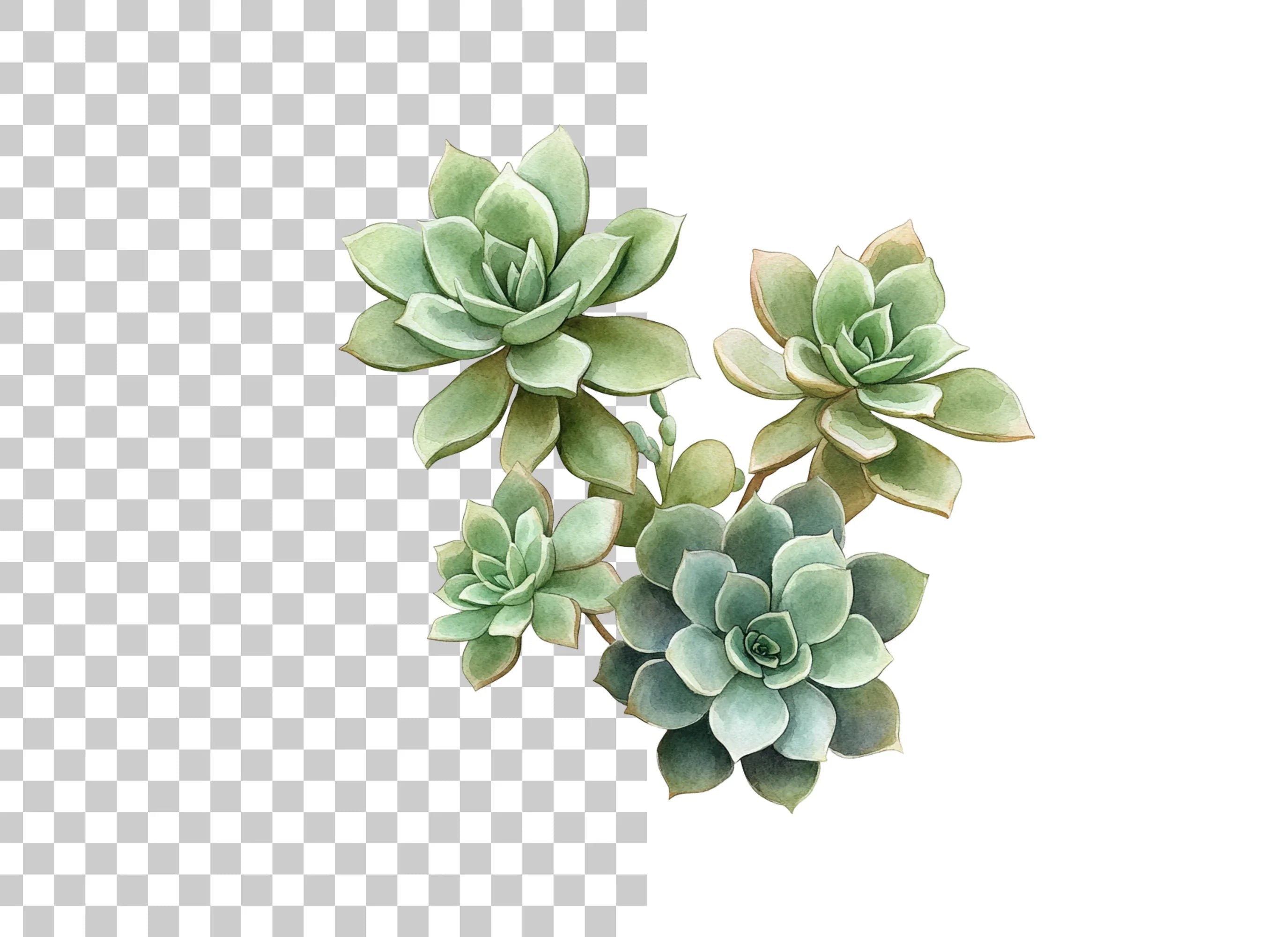 Lush Green Succulent Arrangement Clipart Bundle