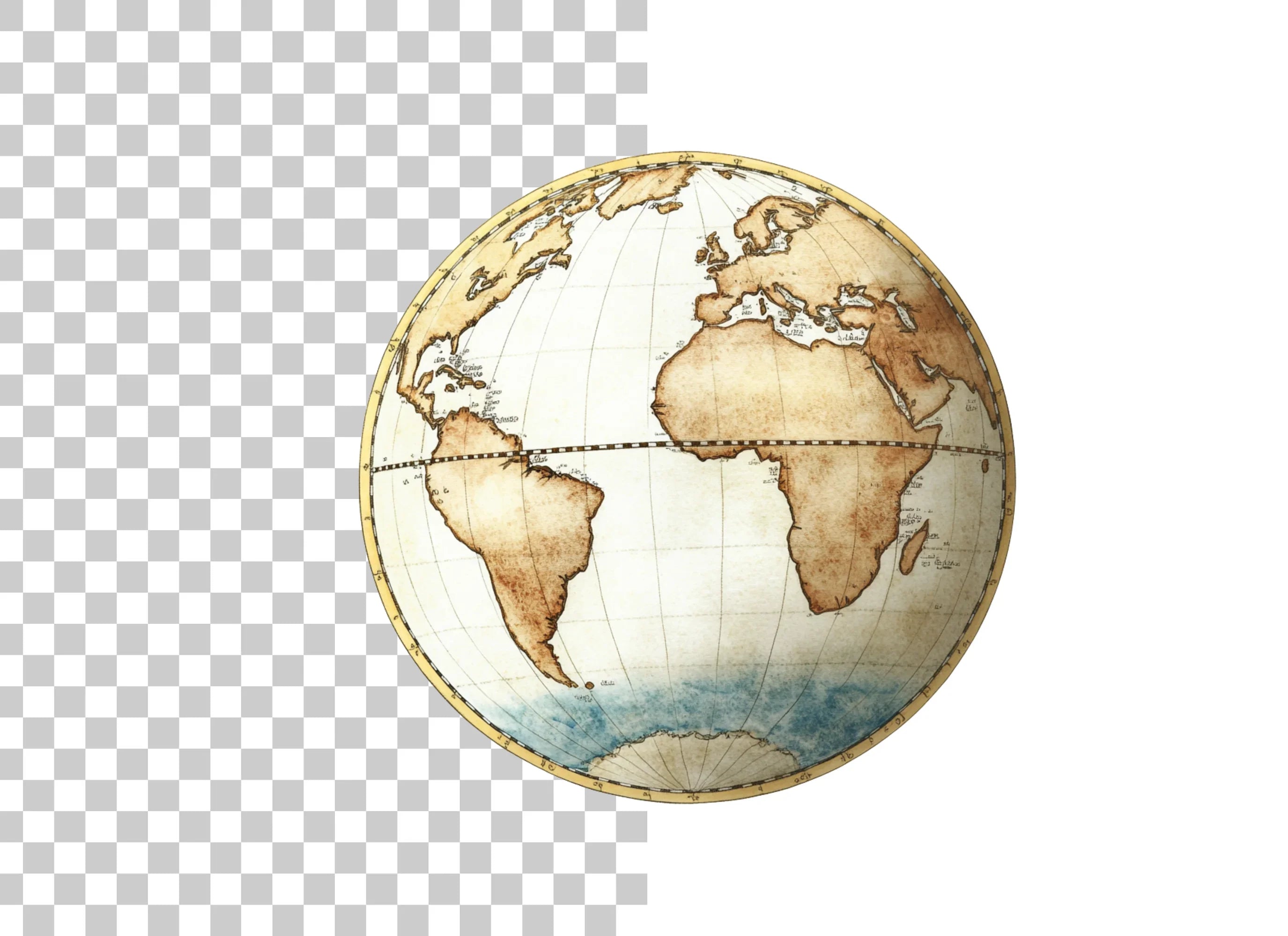 Vintage World Map Globes Clipart Bundle